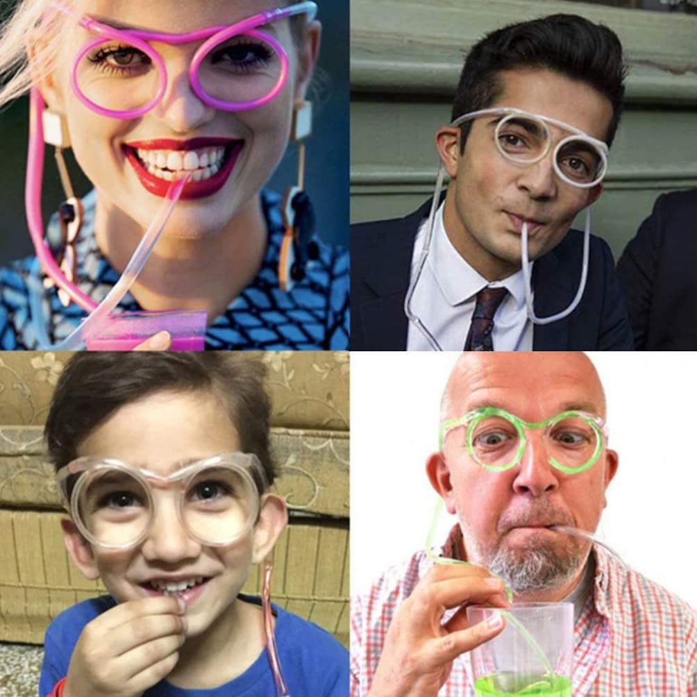 24pcs Fun Eyeglass Drinking Straws for Parties - Creative Plastic Straws with Glasses for Kids & Adults - Perfect for Birthday Celebrations, Themed Events & Fun Drinks
