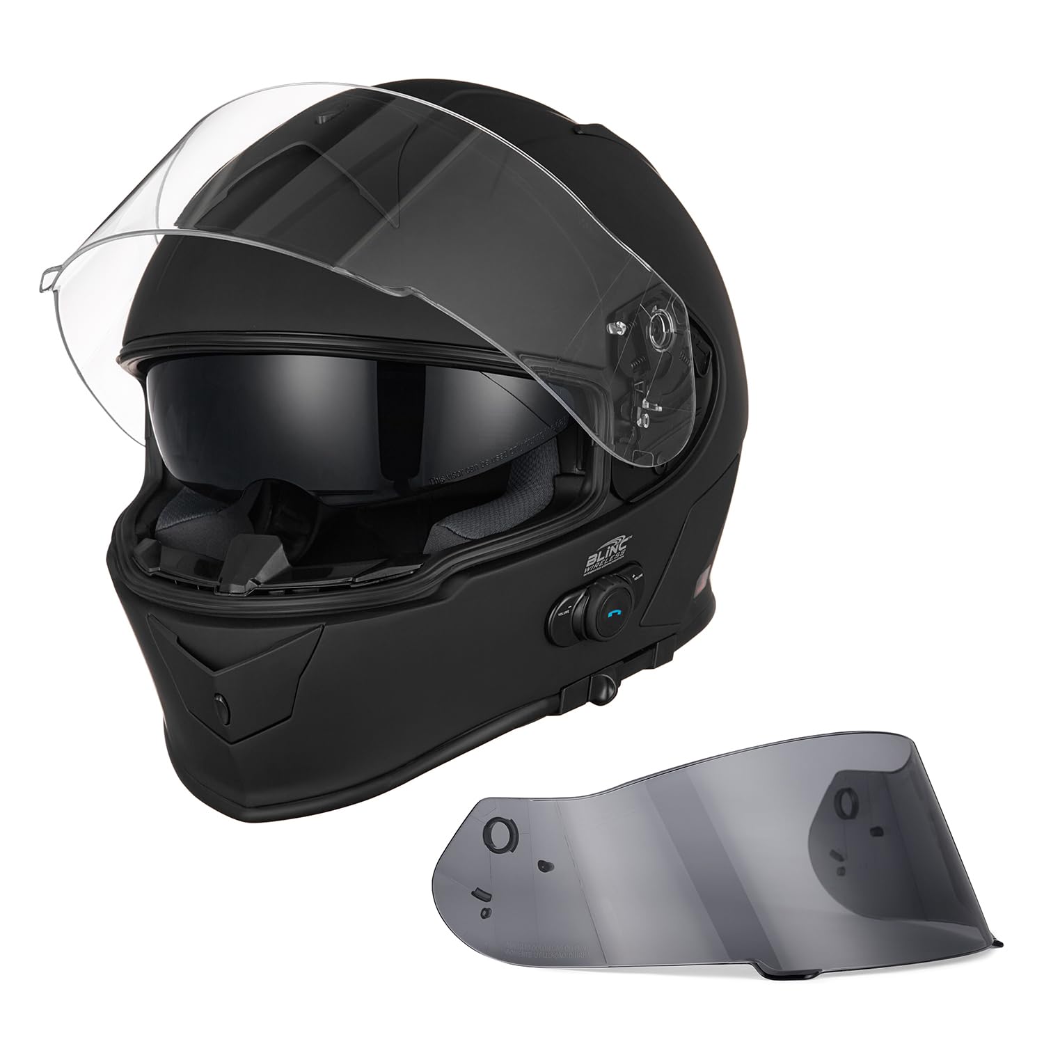 VCAN Bluetooth Integrated Full Face Motorcycle Helmet with Dual Visor - Wireless Communication & Sun Protection for Safe Riding on Highways & Urban Roads