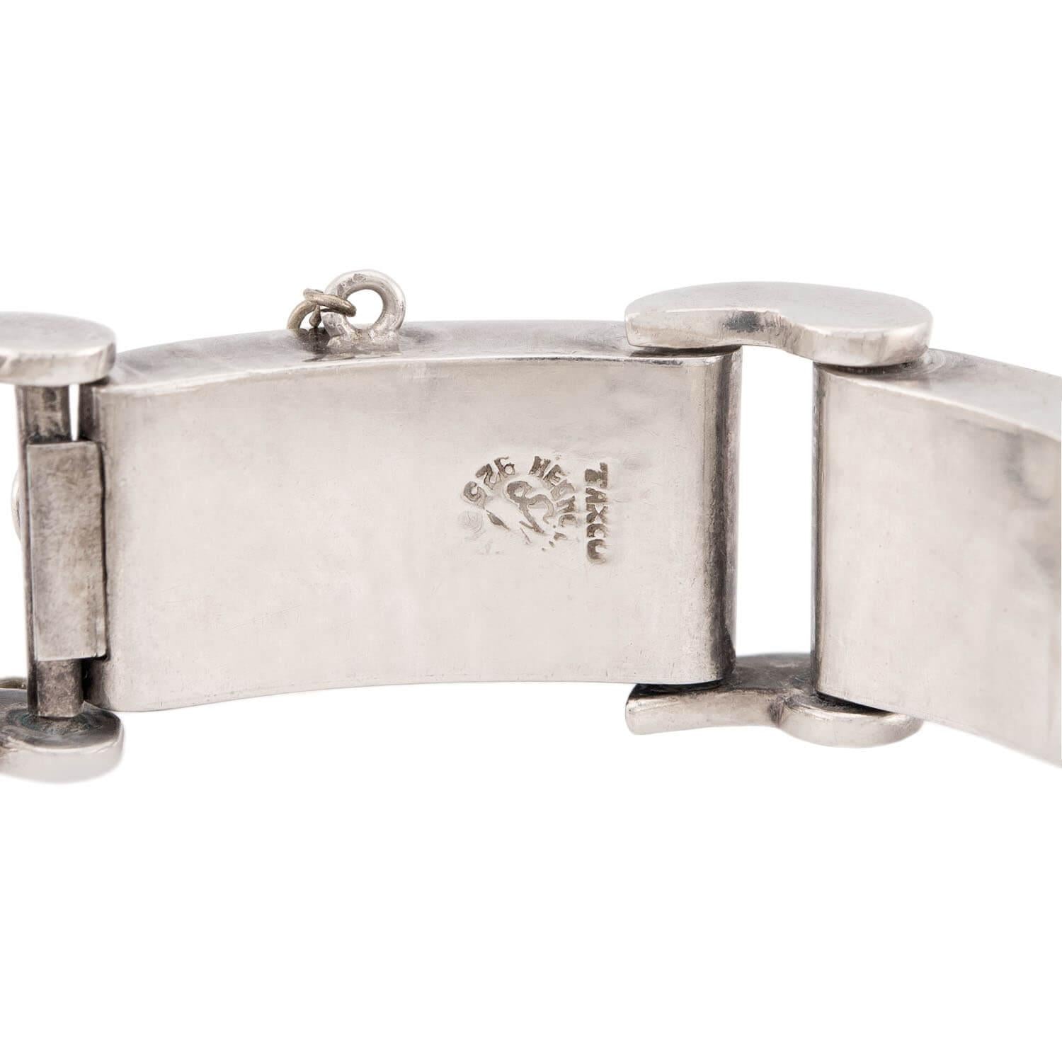 Vintage Mexican Sterling Silver Tire Track Link Bracelet - Handmade Taxco Jewelry for Women - Perfect for Boho, Hippie & Western Fashion Styles