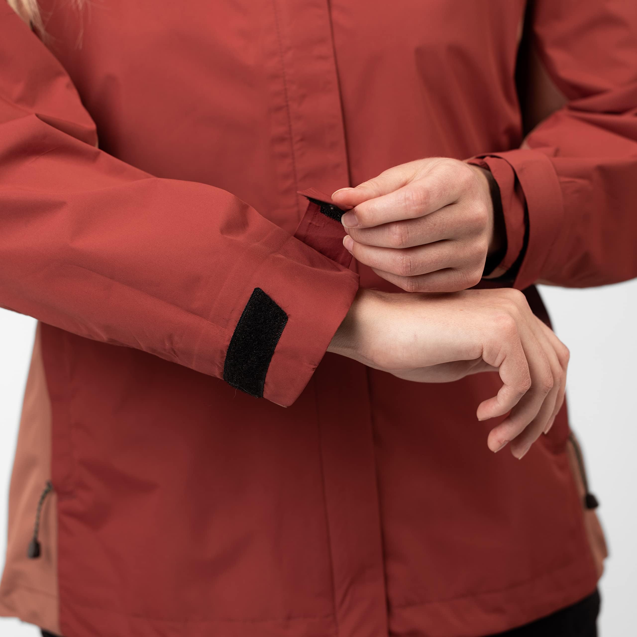 Sierra Designs Hurricane RAIN Jacket - Waterproof Windproof Outdoor Jacket for Men & Women - SM Size in Rosewood/Cedar Wood - Perfect for Hiking, Camping & Rainy Day Adventures