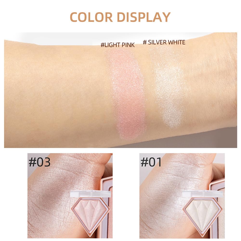 Glitter Highlighter Makeup Palette - Shimmer Face Highlighter Powder for Cheek & Body Illuminator | Vegan, Cruelty-Free | Perfect for Contouring, Highlighting & Night Out Makeup (01)