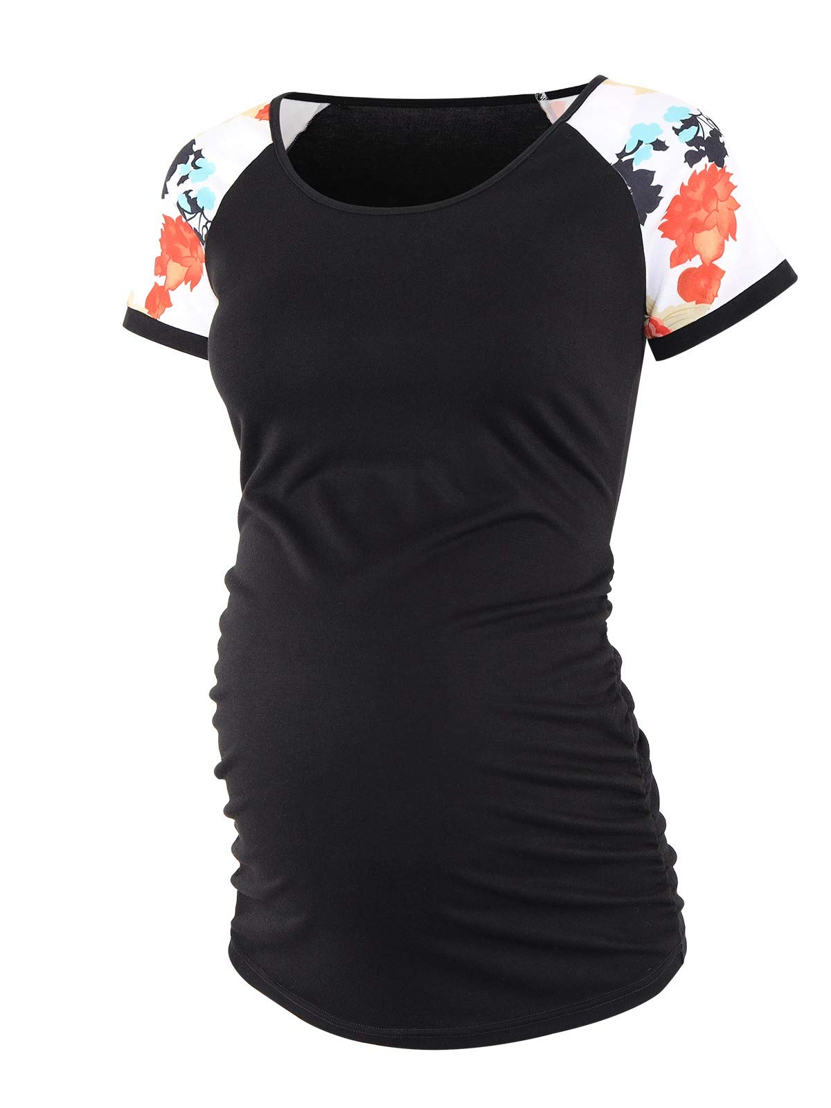 BBHoping Women's Maternity Tops - Short & Long Sleeve Baseball Style Pregnancy Shirts with Crew Neck & Side Ruched Design - Perfect for Everyday Wear, Office & Casual Outfits During Pregnancy