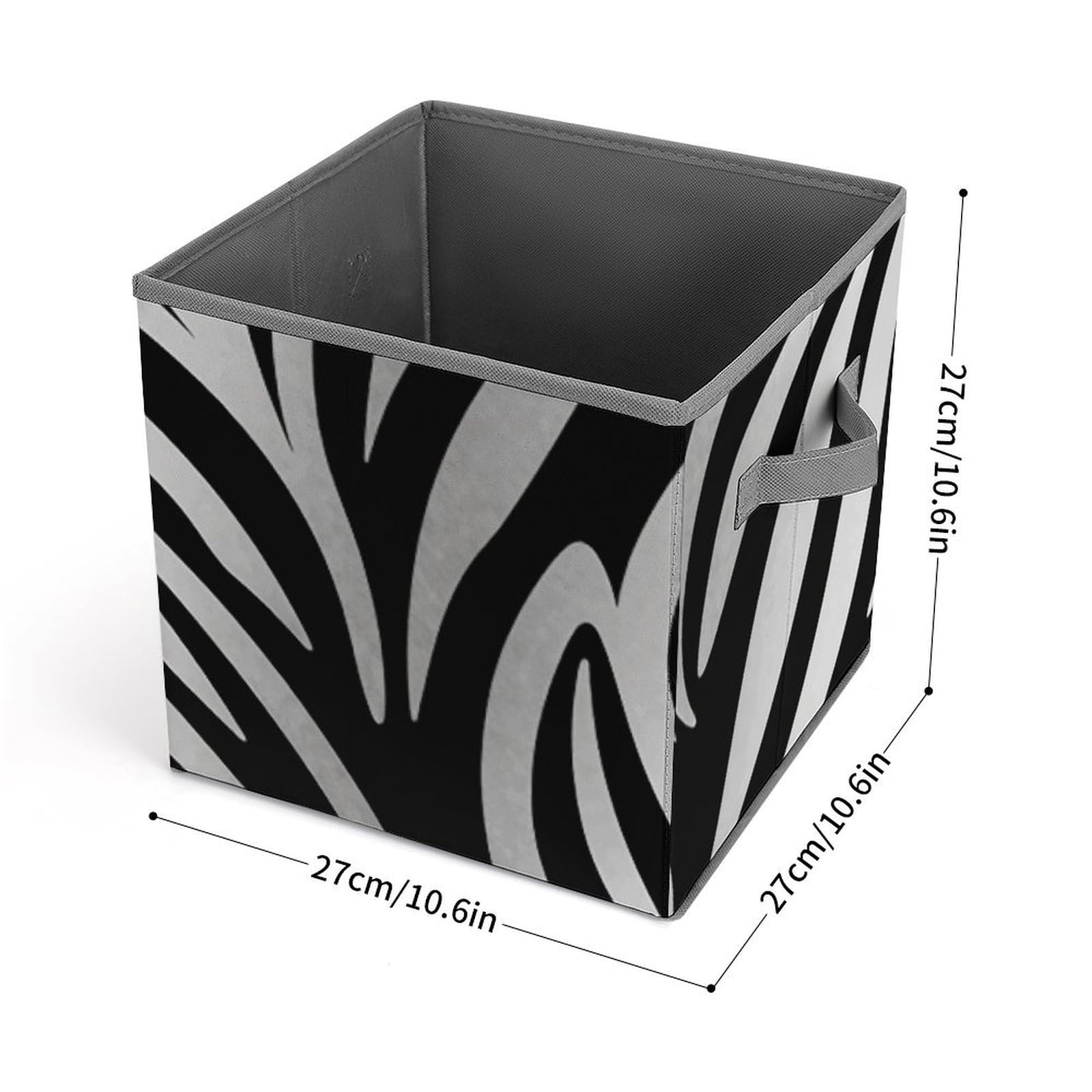 Foldable Zebra Print Storage Cubes with Handles - Closet Organizer Bins for Cabinet, Shelf & Wardrobe - Perfect for Bedroom, Kids Room & Office Organization
