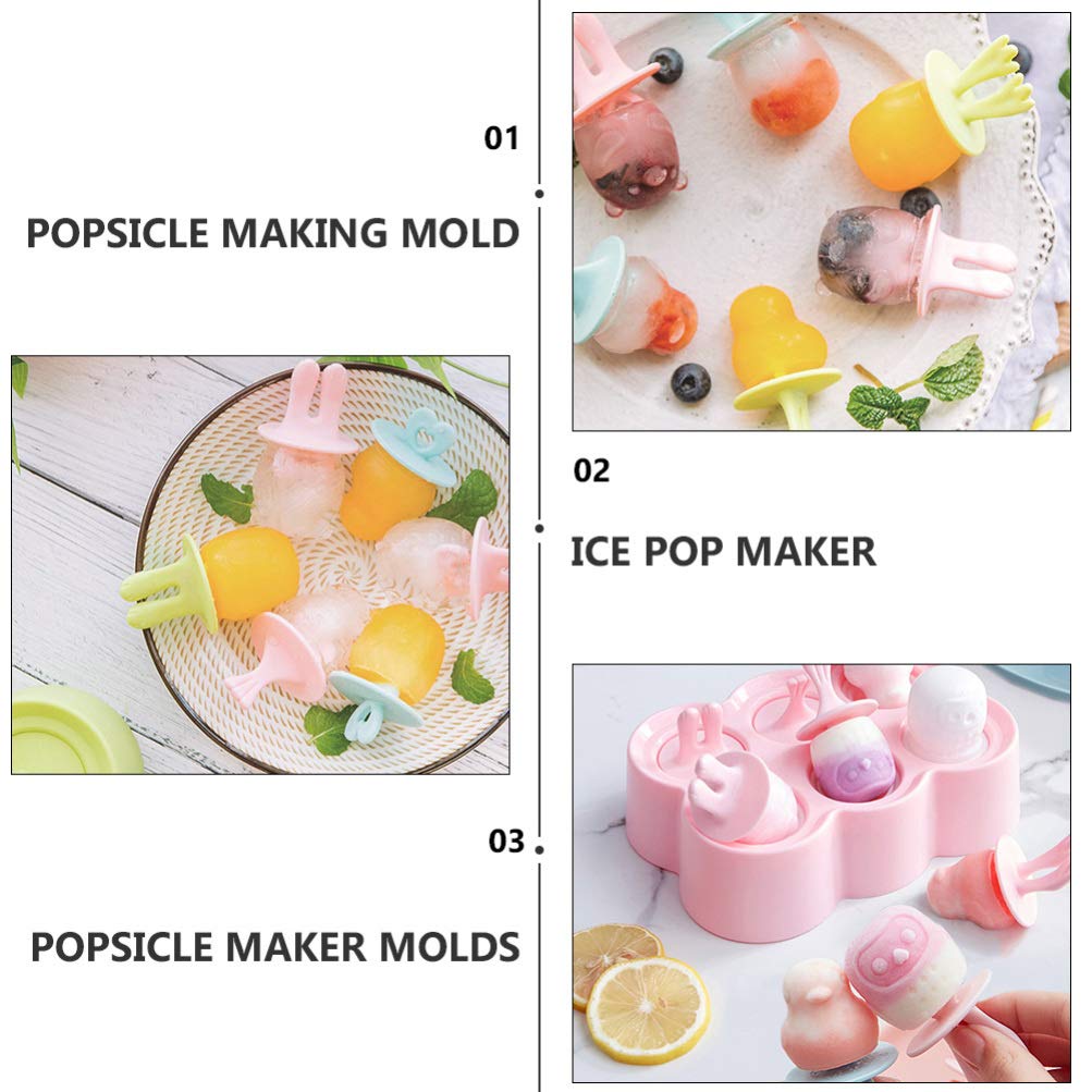 DOITOOL 4-Pack Round Silicone Ice Cube Molds with Animal Shapes - Reusable Popsicle Molds for Homemade Ice Cream, DIY Ice Pops, and Colorful Frozen Treats - Perfect for Parties, Summer Snacks, and Kids' Desserts