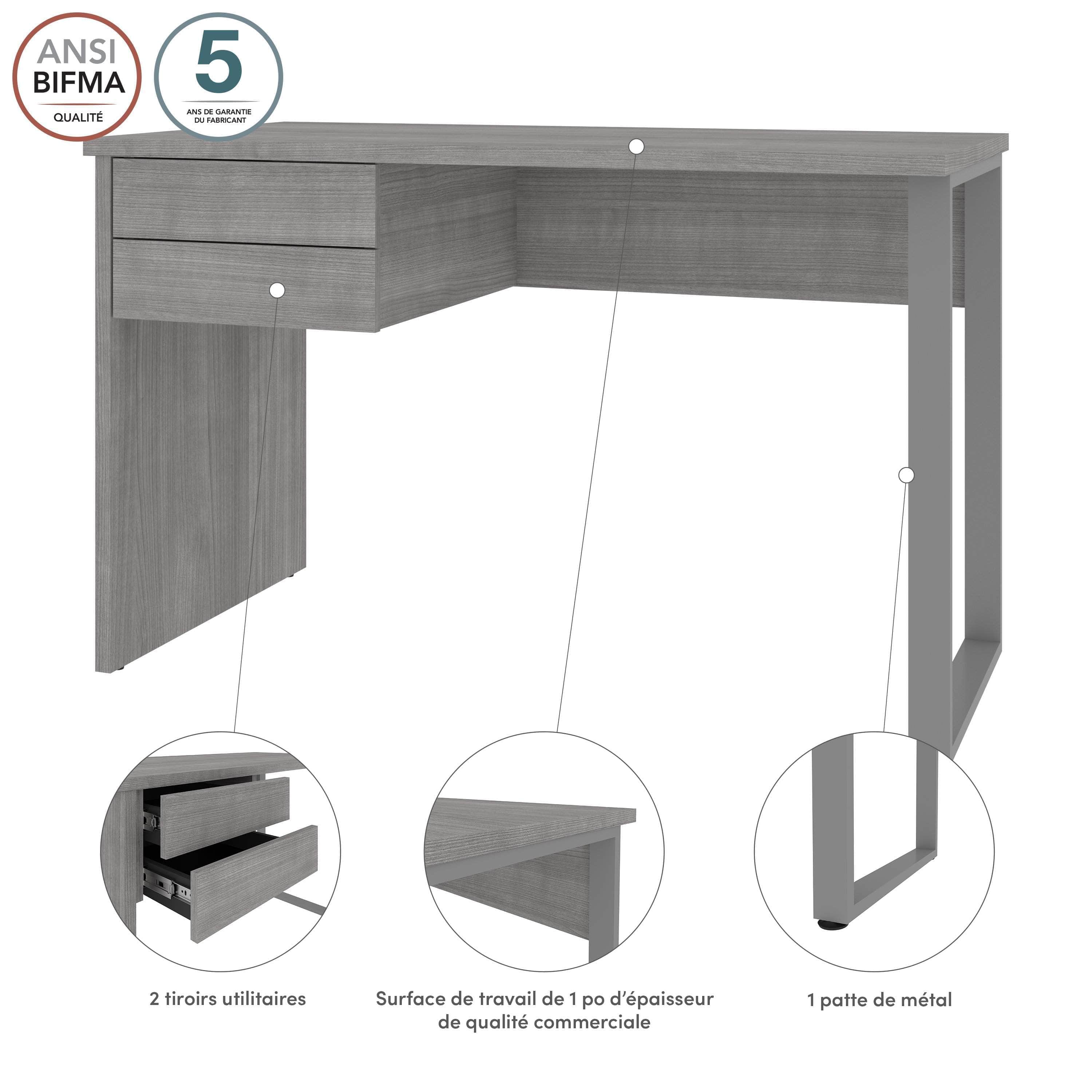 Solay 48W Reversible Small Table Desk with U-Shaped Metal Legs - 2 Color Options | Compact Study Desk for Dorm, Office & Small Spaces