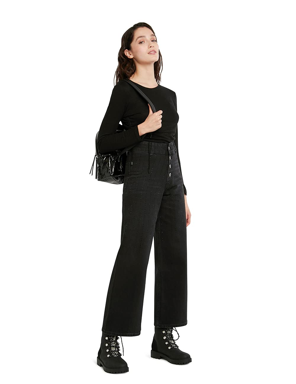 Desigual Women's High-Waisted Stretch Denim Jeans - Comfortable Slim Fit Long Pants for Casual Wear & Everyday Outfits