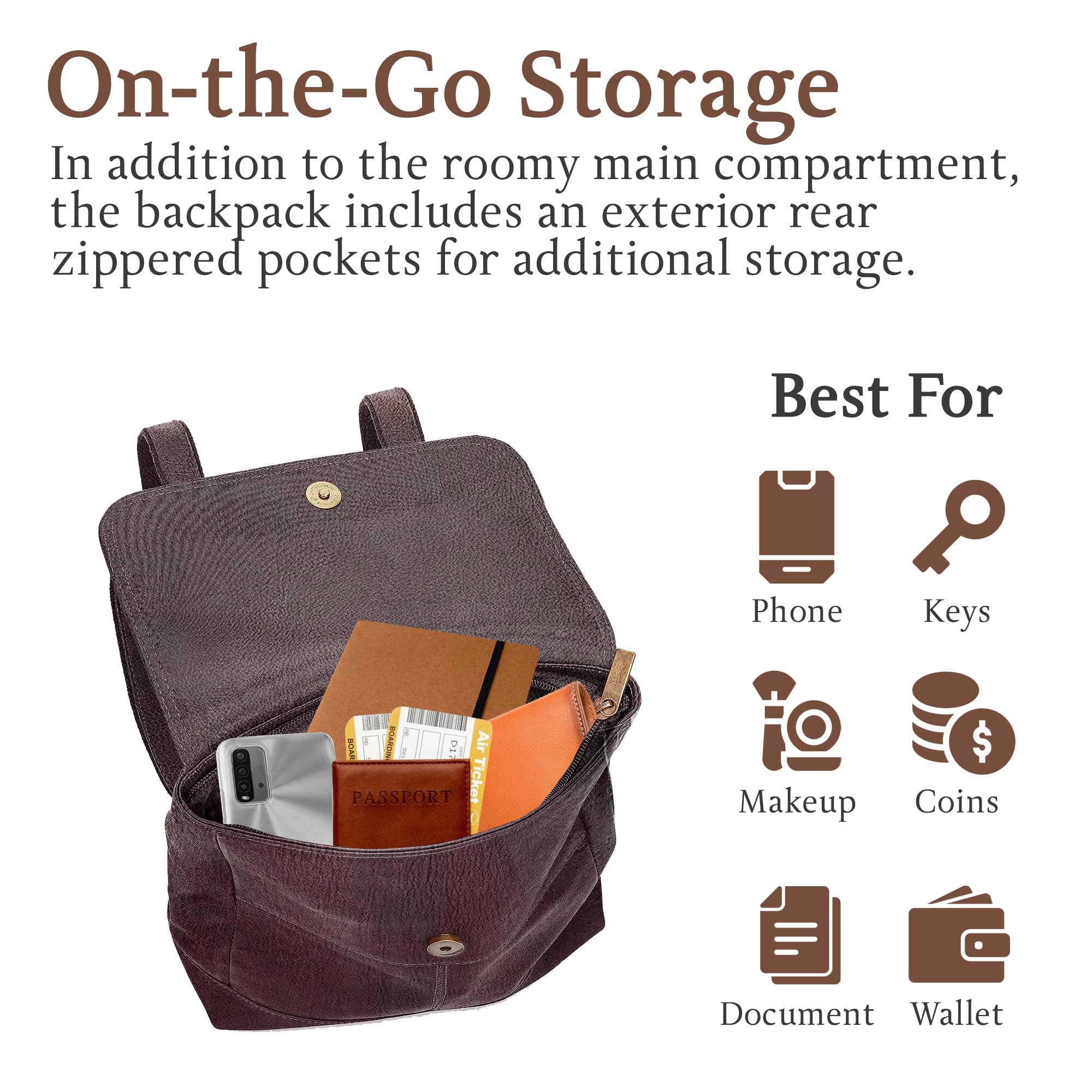 Leather Luna Backpack for Women - Multipurpose Travel & Work Bag for Daily Use