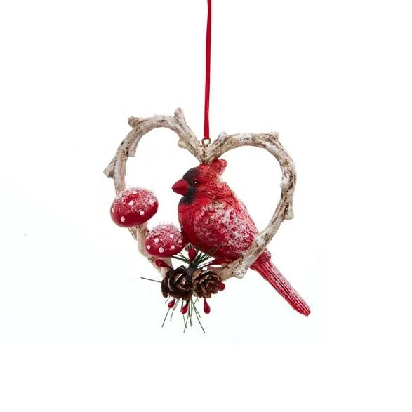 Cardinal Birds in Heart Frame Ornament - 3.54 Inch Handmade Christmas Tree Decoration for Holiday Home Decor, Gift for Bird Lovers, Perfect for Christmas, Valentines Day & Winter Decorations