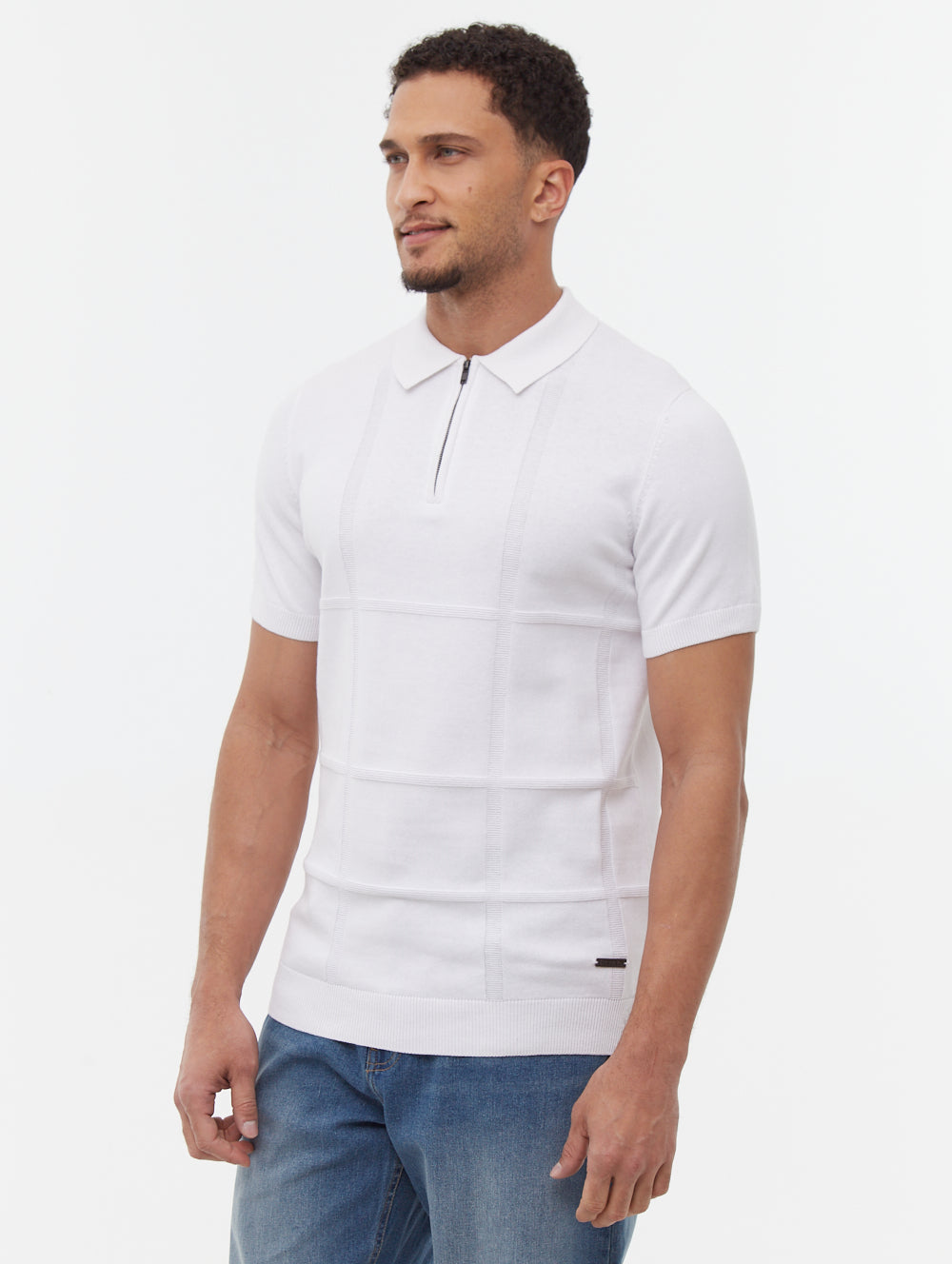 Navarro Grid Pattern Polo Shirt for Men - Stylish Casual Button Down Shirt with Comfortable Fit - Perfect for Office, Golf & Weekend Outings
