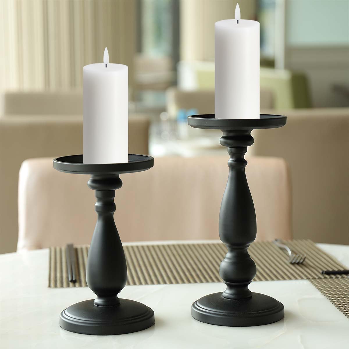 2-Pack White Flameless LED Candles (2.2x5 Inch) - Battery Operated with Remote Control, Realistic Flickering Effect - Perfect for Christmas Decor, Fireplace, Wedding, Party & Home Ambiance Lighting