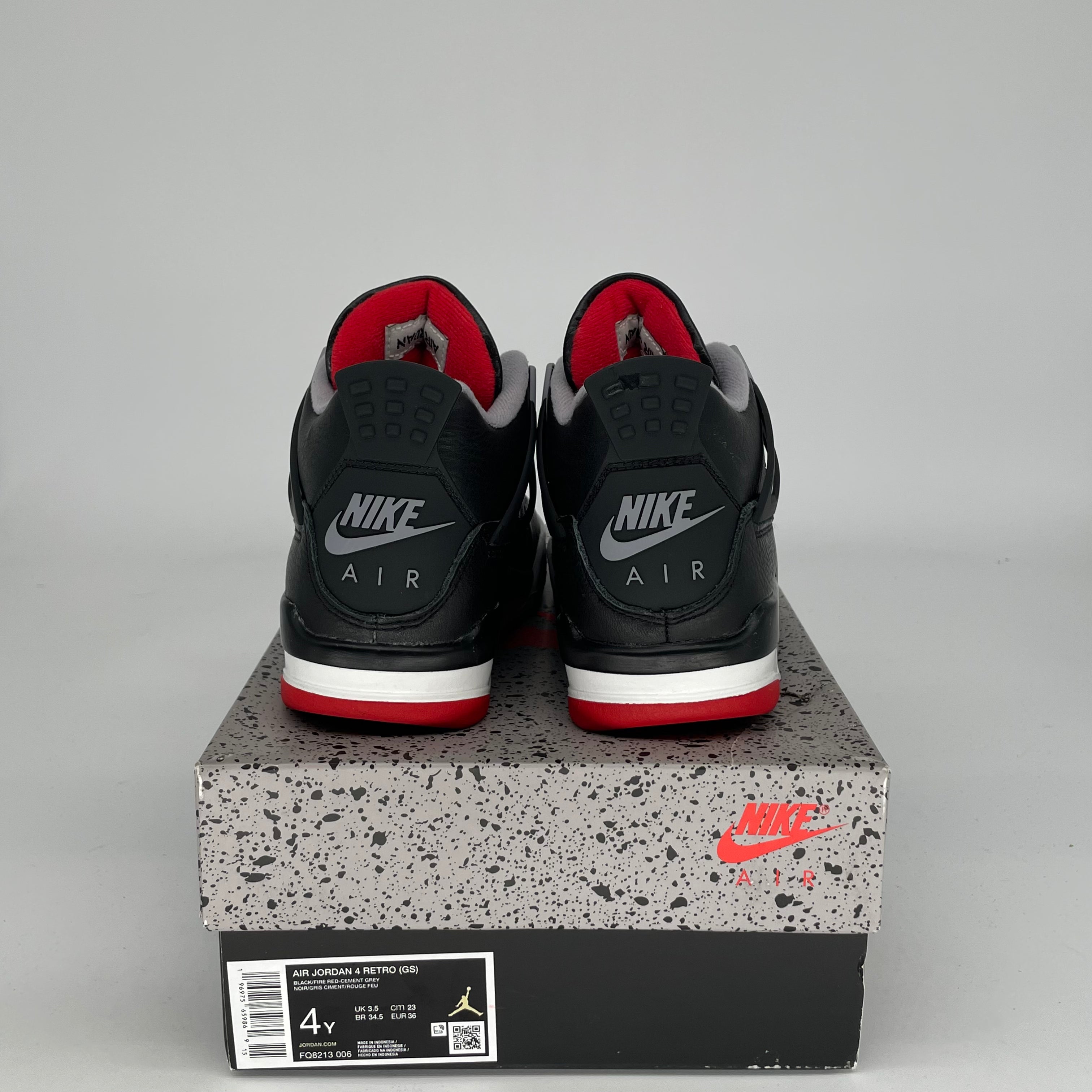 Original Air Jordan 4 Bred Reimagined - Men's Size 4 / Women's Size 5.5 (Style Code FQ8213-006) - Retro Basketball Sneakers for Streetwear & Casual Fashion