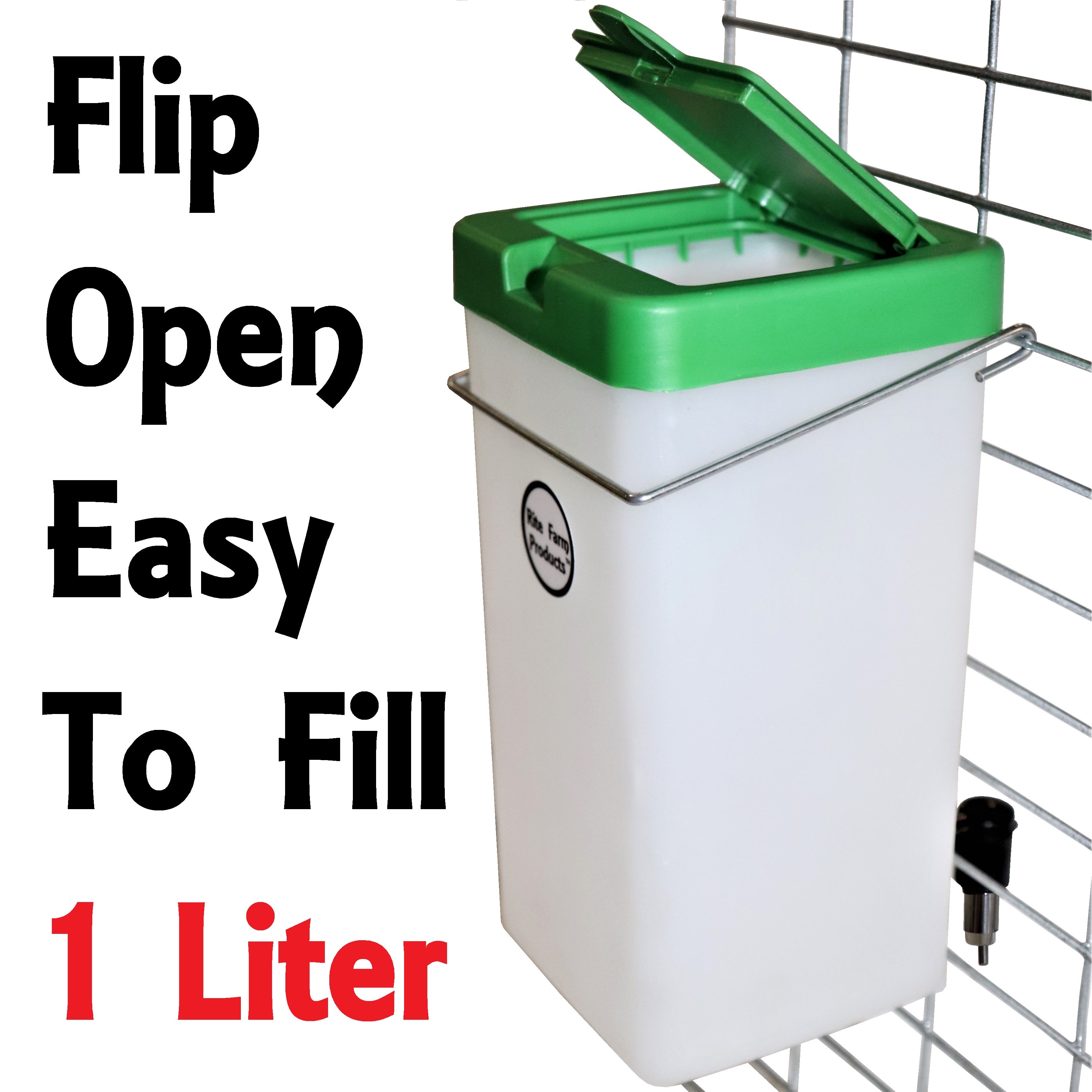 1 Liter Rabbit Chick Chicken Quail Water Bottle with Flip Top Lid - Perfect for Small Animal Cages, Coops, and Hutches - Ideal for Hydration on Farms, Backyards, and Pet Homes