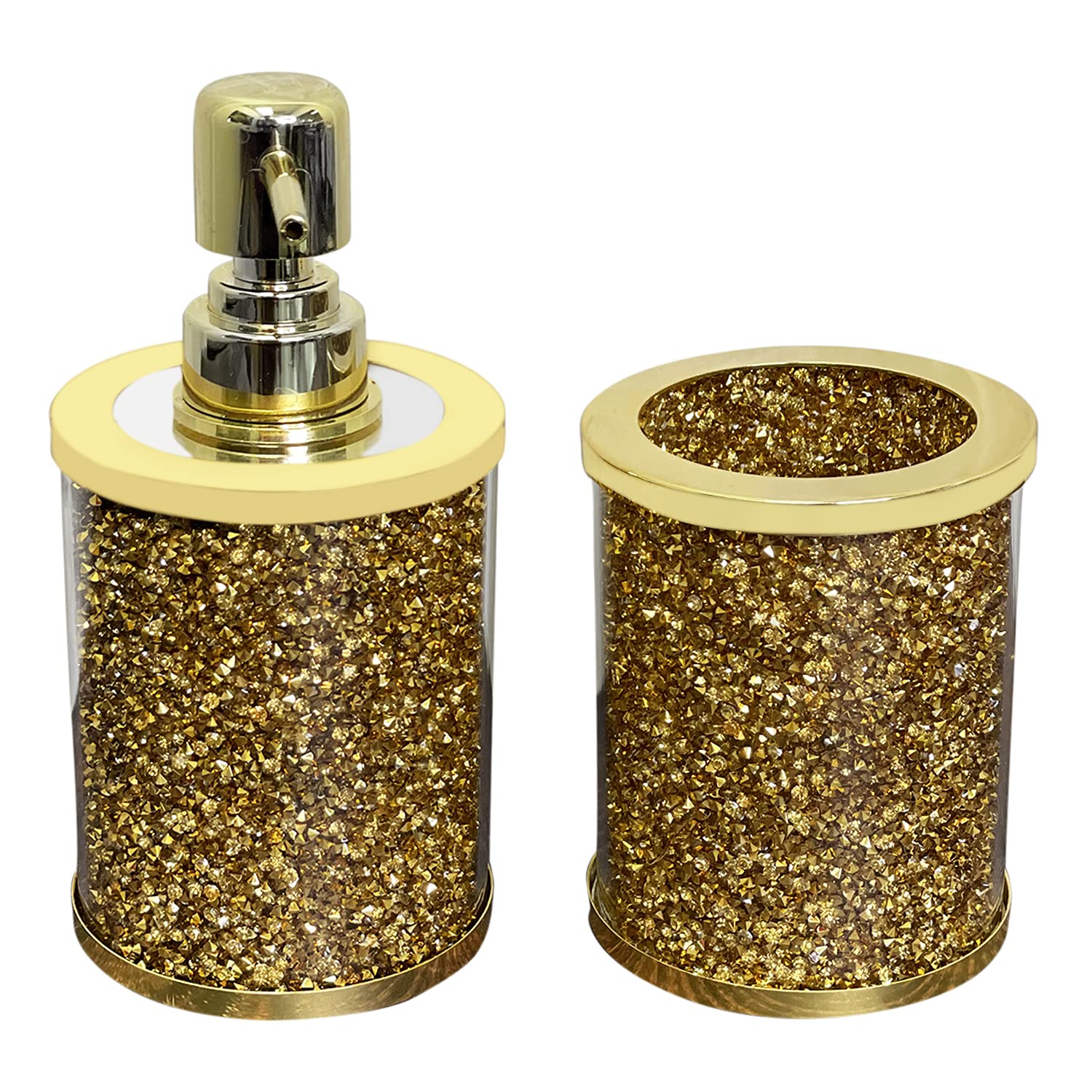 Ambrose Exquisite 2-Piece Soap Dispenser and Toothbrush Holder Set - Bathroom Organizer with Gift Box - Perfect for Home, Hotel, and Spa Decor