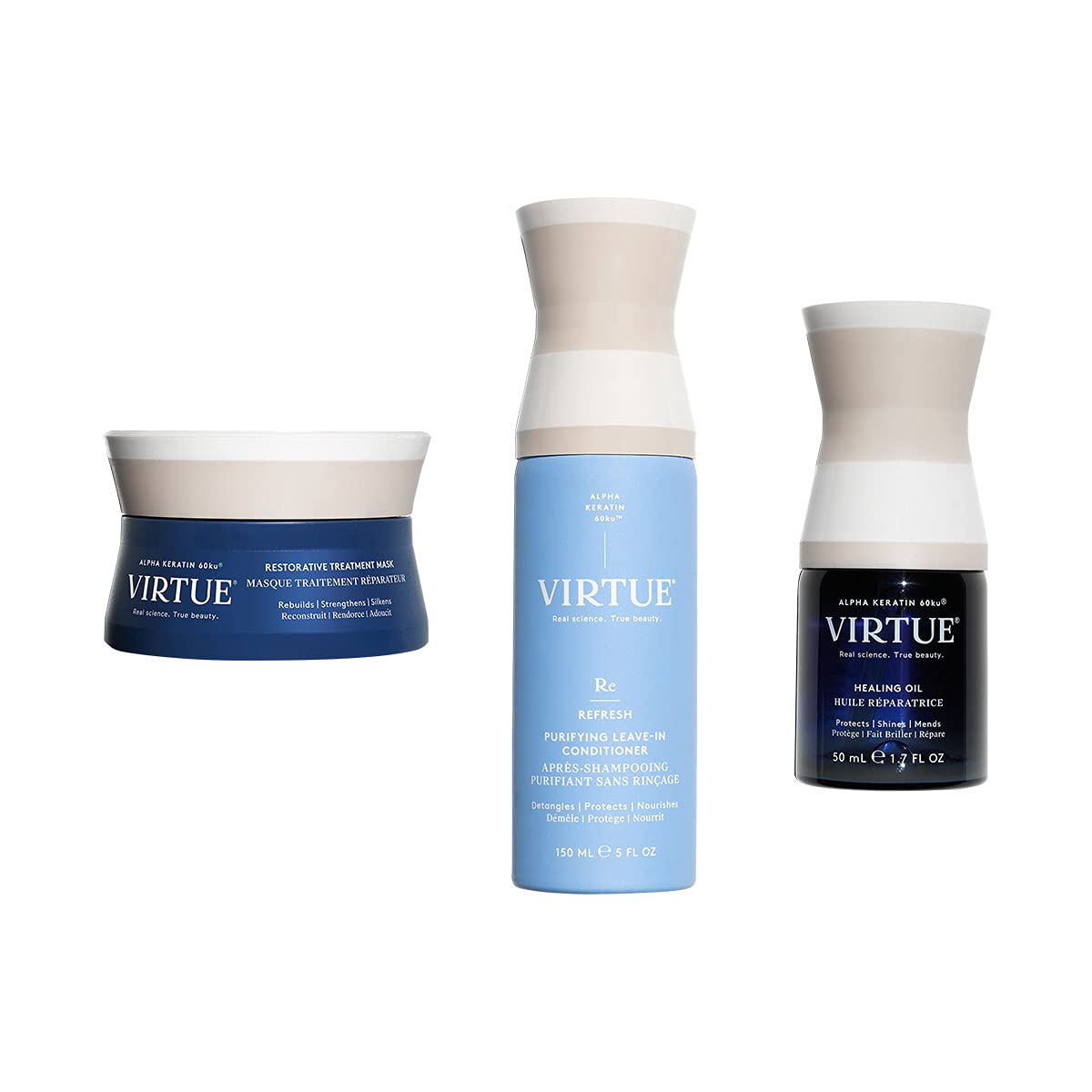 VIRTUE Air Dry Essentials Hair Care Kit - Repair, Hydrate & Add Shine for Easy Air Dried Hair | Perfect for Natural Wavy & Curly Hair at Home or On-The-Go