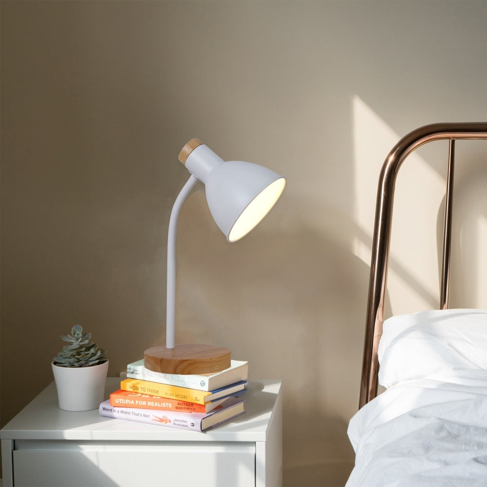 Blanche Modern Elegant Table Lamp - White LED Desk Light for Home Office, Bedroom & Living Room Decor | Stylish Nightstand Lighting for Reading & Relaxation
