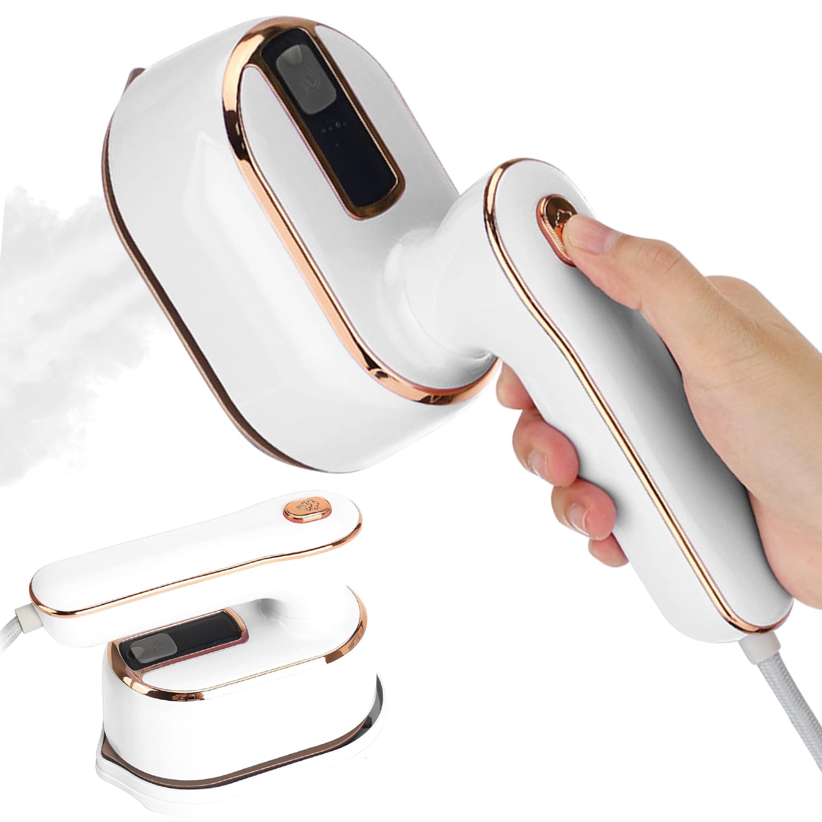 Portable Mini Travel Steamer for Clothes - 5-Second Quick Heat Handheld Garment Steamer, Compact Fabric Steam Iron for Home, Office & Travel Essentials - Perfect for Wrinkles Removal & Outfit Refresh (White)