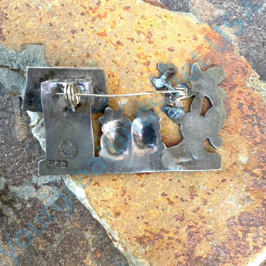 Vintage Mexican Sterling Silver Bordertown Pin Brooch – Handcrafted Jewelry for Women, Unique Gift Idea for Collectors & Fashion Enthusiasts | Perfect for Western Outfits, Boho Style & Special Occasions