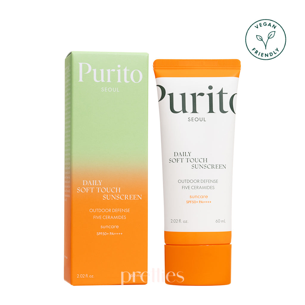 PURITO Daily Soft Touch Sunscreen SPF50+ PA++++ 60ml - Broad Spectrum UVA/UVB Protection, Lightweight & Non-Greasy for Face & Body - Perfect for Outdoor Activities, Beach & Daily Use