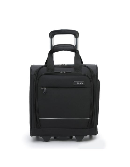 Tosca AIR5055 Underseat Trolley Carry-On Luggage - Black Compact Cabin Bag for Air Travel, Business Trips & Weekend Getaways