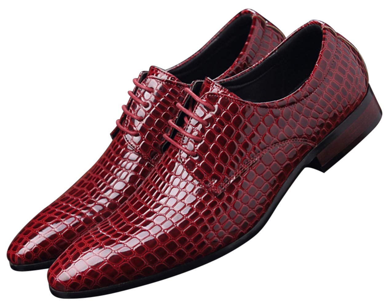 Men's Alligator Patent Leather Oxford Dress Shoes - Formal Wedding & Prom Shoes for Men - Perfect for Business, Office, and Special Occasions