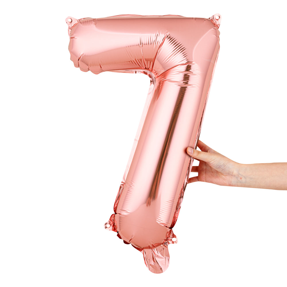 Balloonify Rose Gold Mylar Number 7 Balloon - 16 Inch Large Foil Balloon for Birthday Parties, Baby Showers & Anniversary Celebrations (1 Count)