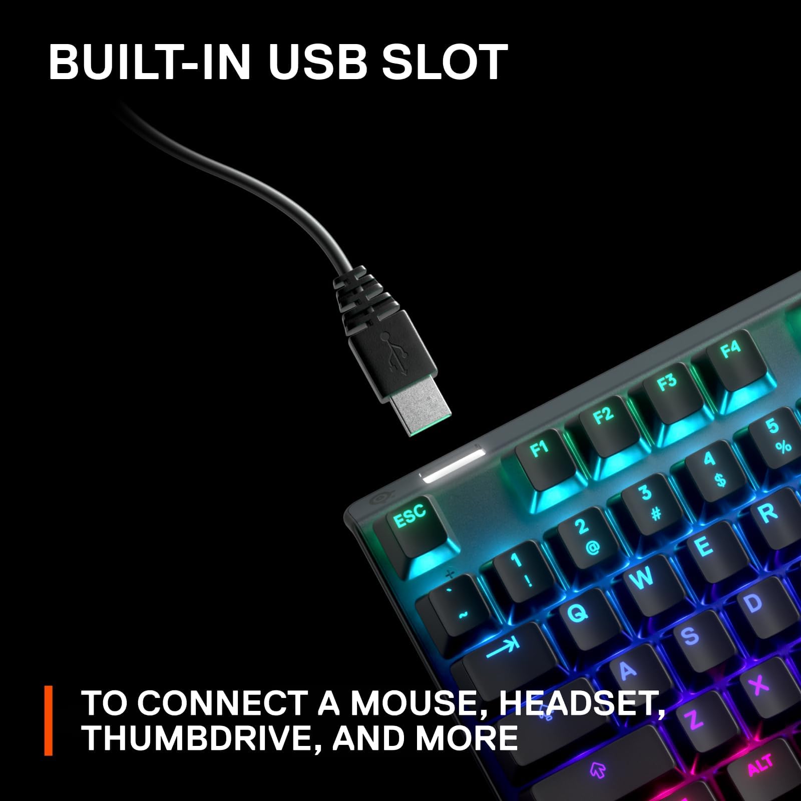 SteelSeries Apex Pro HyperMagnetic Gaming Keyboard - Adjustable Actuation, OLED Smart Display, RGB Backlit, USB Passthrough - Perfect for FPS, MOBA & Esports Gaming