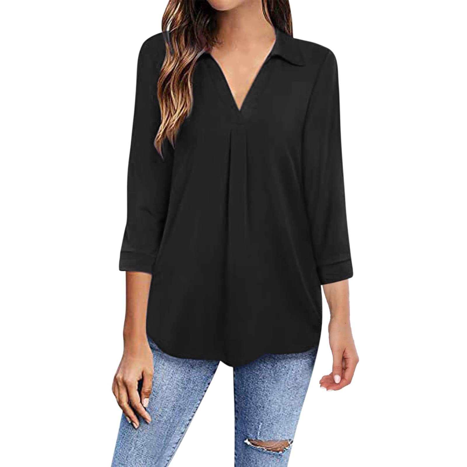 Women's Plain White V-Neck T-Shirt - Casual Short Sleeve Cotton Tee for Everyday Wear | Perfect for Work, Weekend & Layering | UK Ladies Blouses & Tops