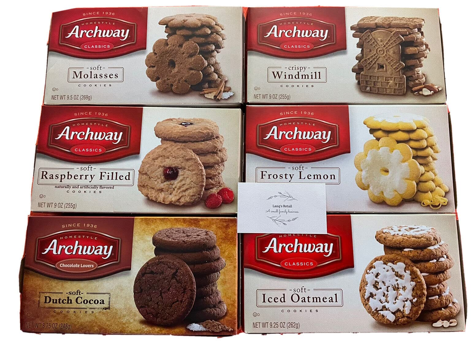Archway Cookies 6 Variety Pack - Raspberry, Molasses, Iced Oatmeal, Windmill, Frosty Lemon & Dutch Cocoa (3.4lbs) | Perfect for Office Snacks, School Lunches & Family Gatherings