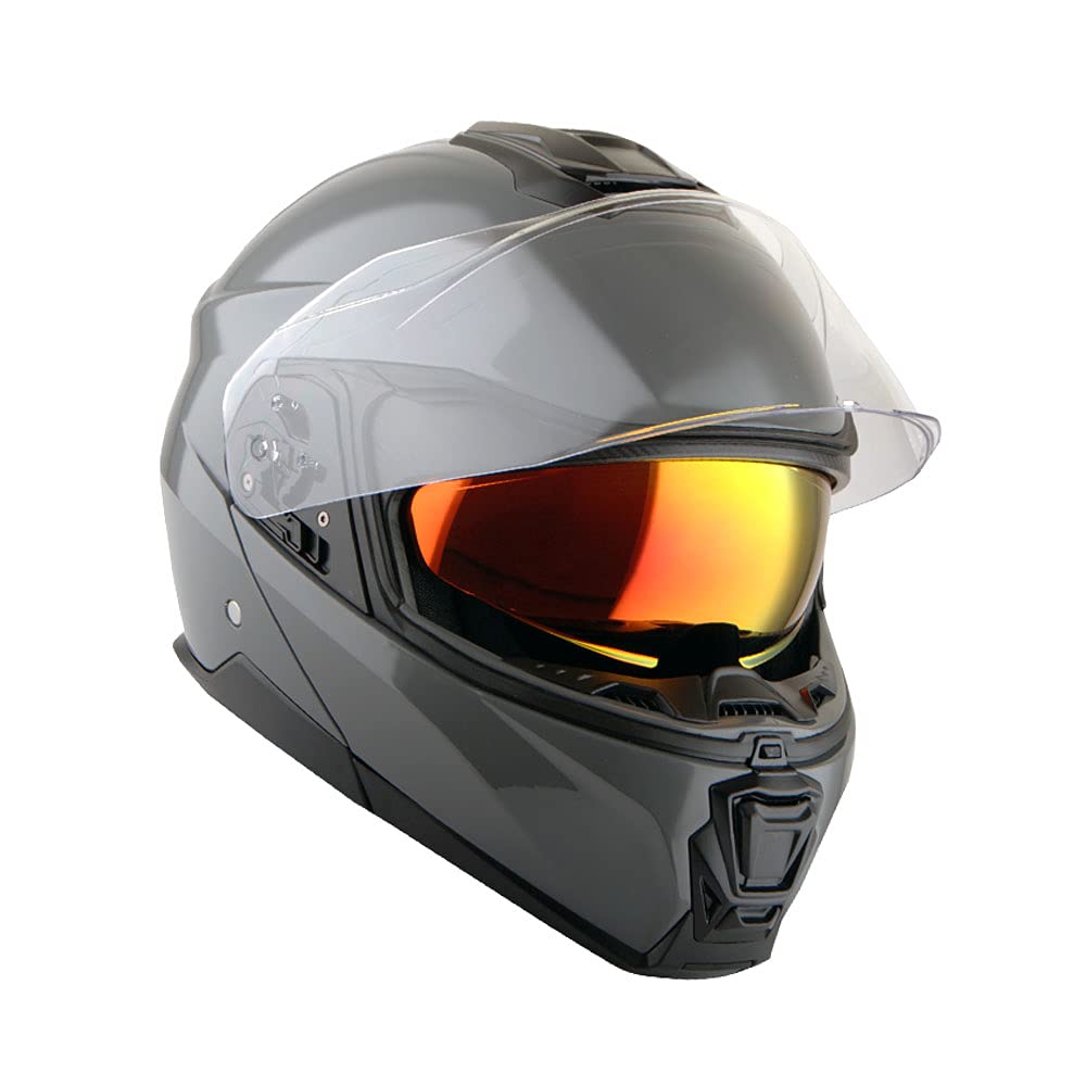 Martian Motorcycle Modular Full Face Helmet - Flip Up Dual Visor with Sun Shield (Model HG362) - Ideal for Street Riding, Touring & Commuting