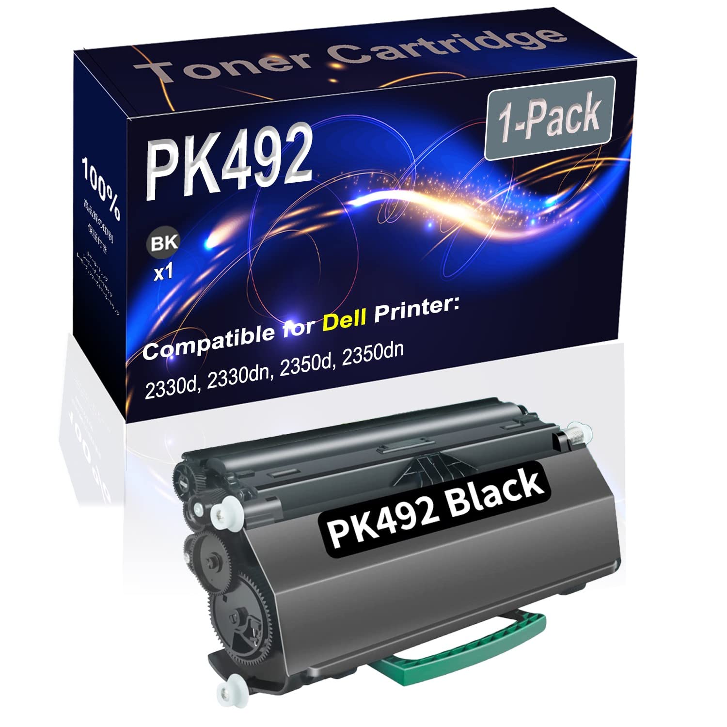High Capacity Black PK492 Compatible Toner Cartridge (1-Pack) for Dell 2330d 2330dn 2350d 2350dn Printers - Perfect for Office & Home Printing Needs