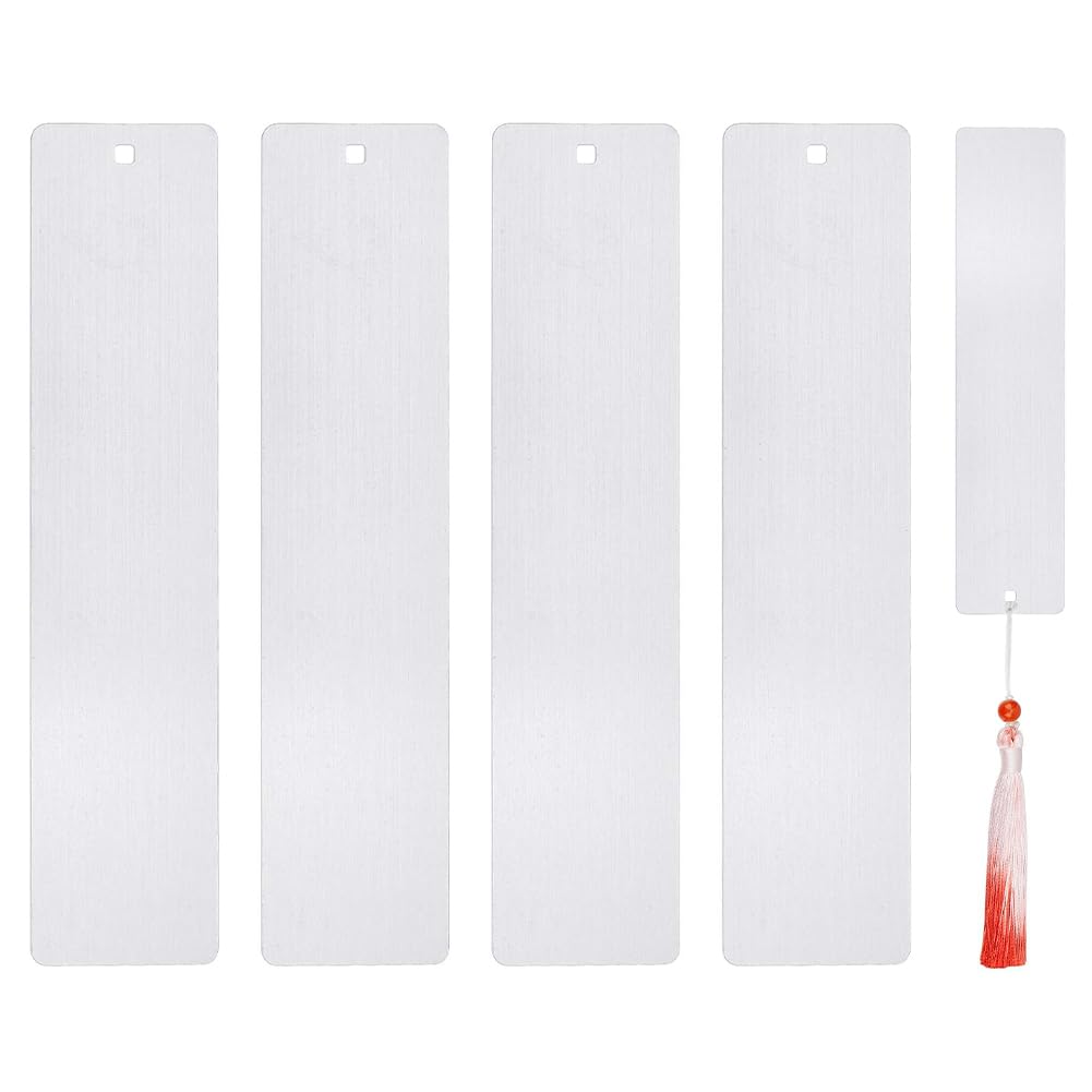 UNICRAFTALE 4-Pack 5.7 Inch Stainless Steel Blank Bookmarks - Brushed Metal Rectangle DIY Bookmark with Tassel for Students, Teachers & Book Lovers - Perfect for Gifts, Journals, Bible, Cookbooks & Reading Accessories