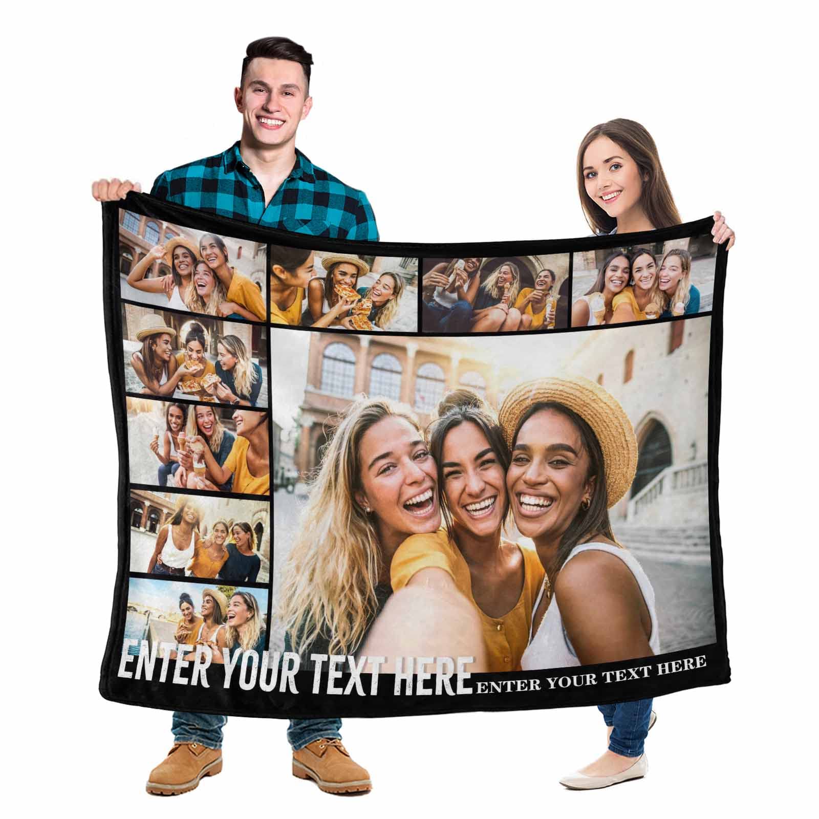 Custom Photo Blanket with Text - Personalized Sister & Best Friend Gift - Birthday Present for Her - Cozy Throw for Bedroom, Couch & Travel