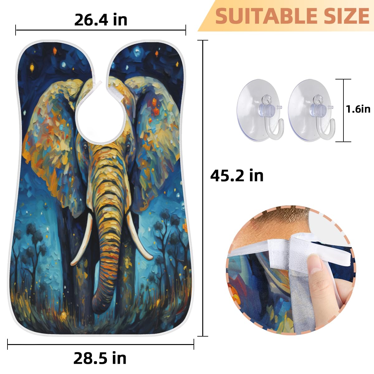 Men's Elephant Oil Paint Beard Shaving Bib - Waterproof Hair Dye Apron for Barbers & Artists - Sink Cleaner & Beard Trimming Accessory - Perfect for Salon, Home Grooming & Makeup Protection