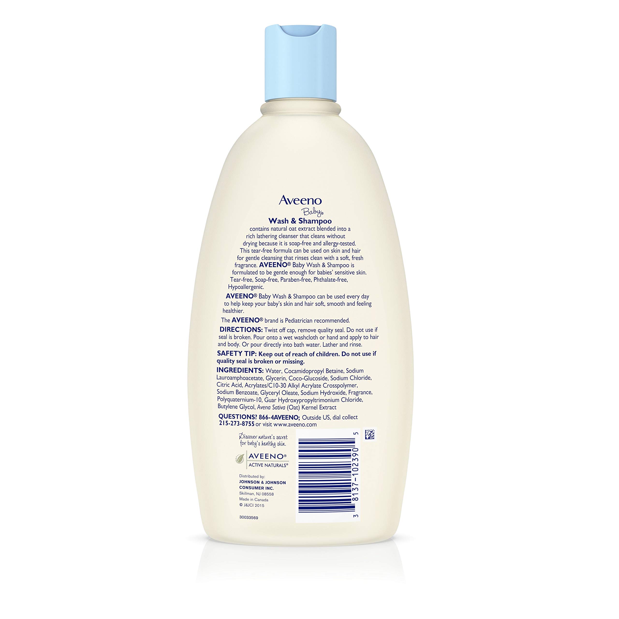 Aveeno Baby Wash & Shampoo with Oat Extract - Tear-Free 18oz Twin Pack for Sensitive Skin