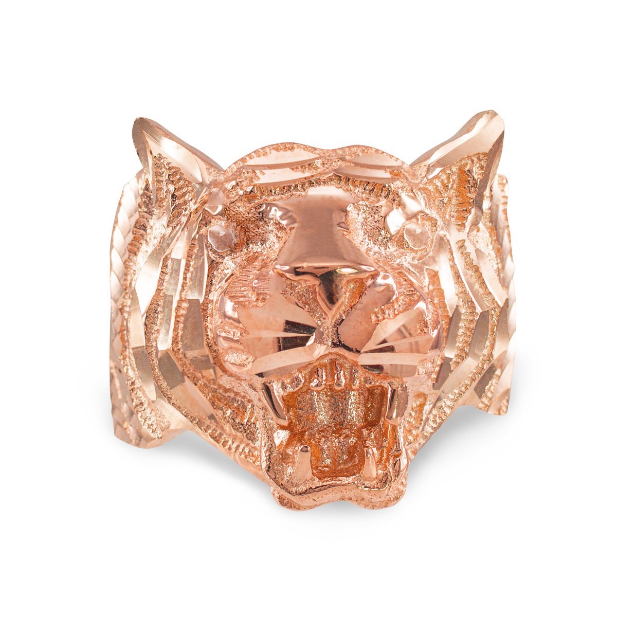 14K Rose Gold High Polish Men's Tiger Ring - Elegant Jewelry for Men, Perfect for Gifts, Parties, and Everyday Wear