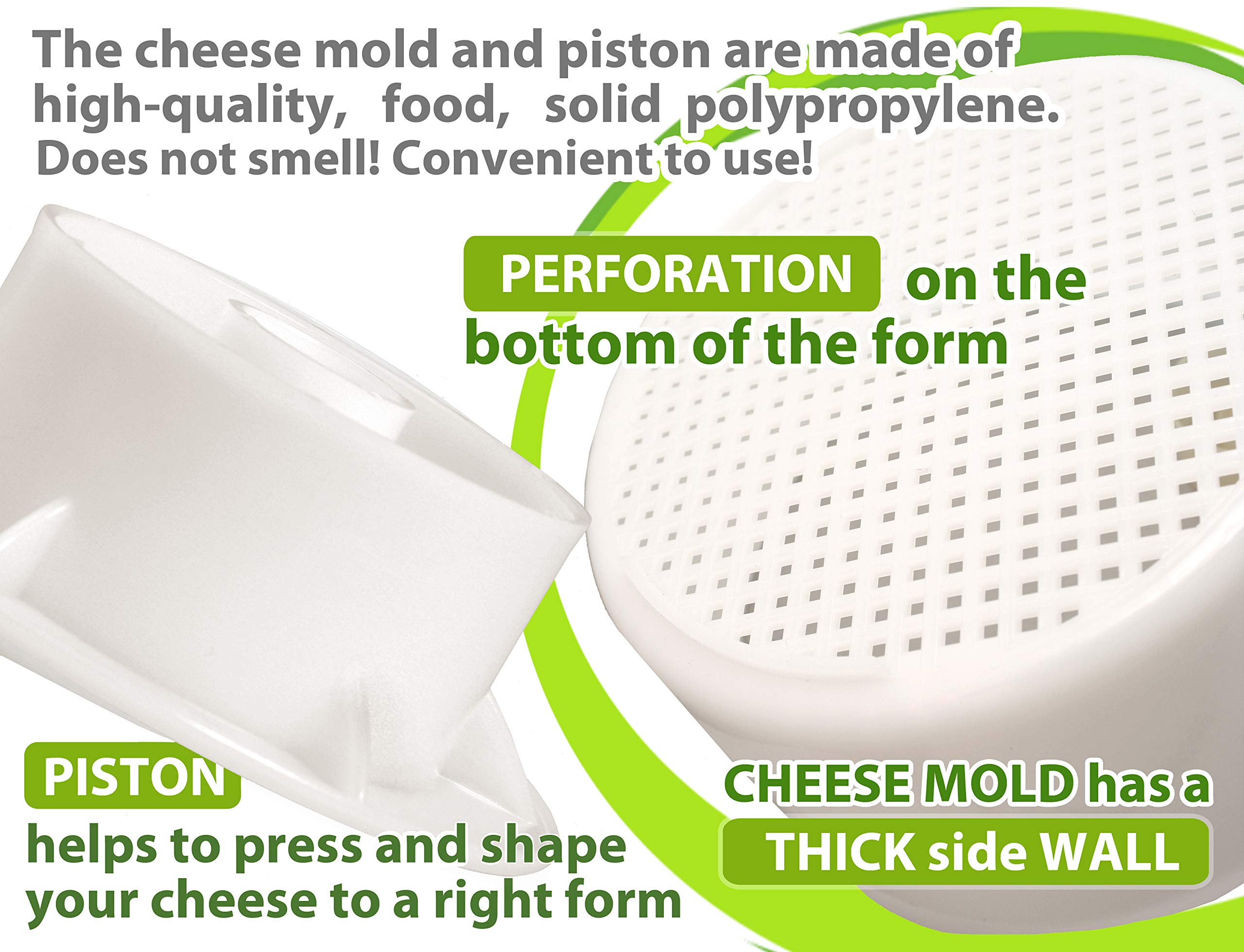 PetriStor 1.3QT Cheese Making Kit - Stainless Steel Cheese Mold with Follower Piston & Cheesecloth for Homemade Paneer, Cheddar & Artisan Cheeses | Perfect for DIY Cheese Press, Cheese Form Mold & Cheese Making Basket | Ideal for Home Cheesemaking, Gifts & Culinary Classes