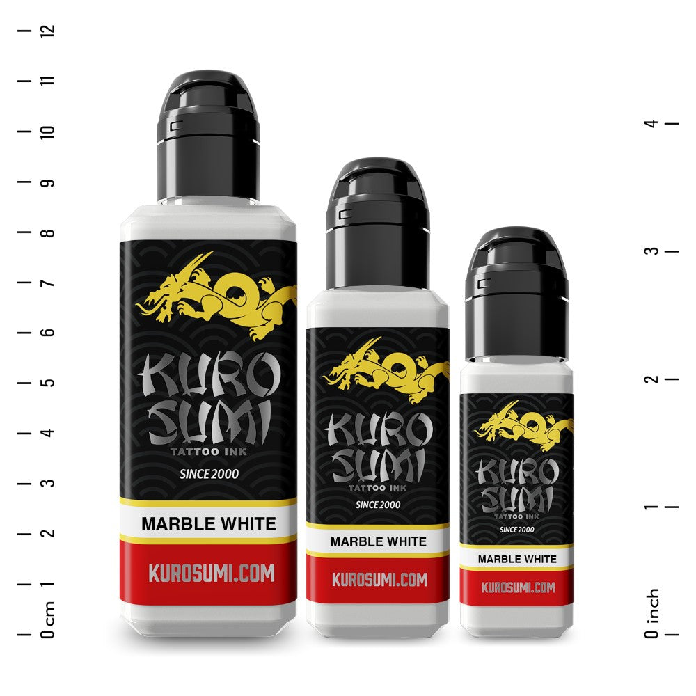 Kuro Sumi Marble White Tattoo Ink - Professional Japanese Style Tattoo Supplies for Artists - Perfect for Sleeves, Traditional & Blackwork Tattoos