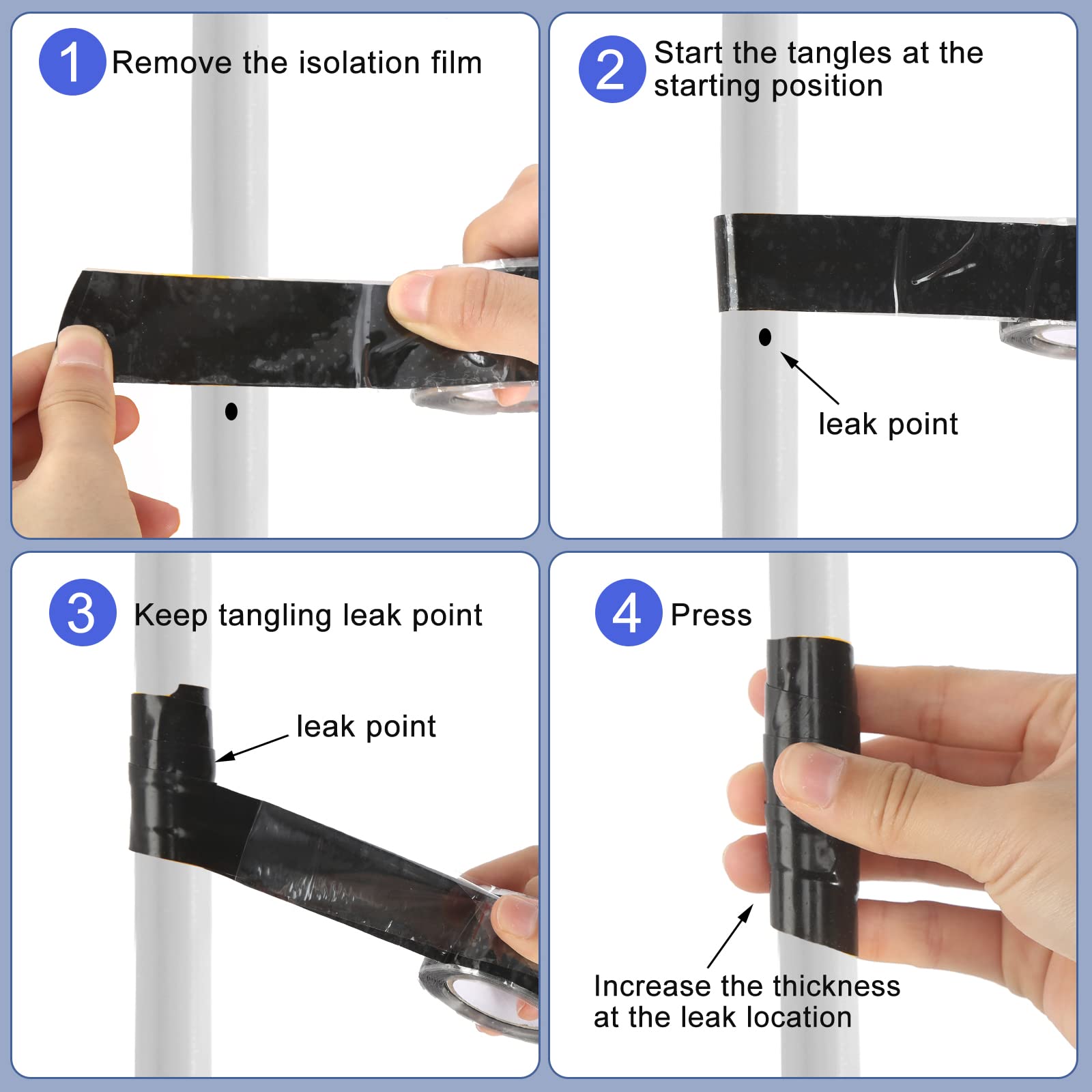 Self-Fusing Silicone Tape 1 Inch x 10Ft - 2 Rolls Waterproof Rubber Repair Tape for Pipe Leaks, Hose Repair & Emergency Fixes - Perfect for Plumbing, Automotive & Outdoor Gear Maintenance