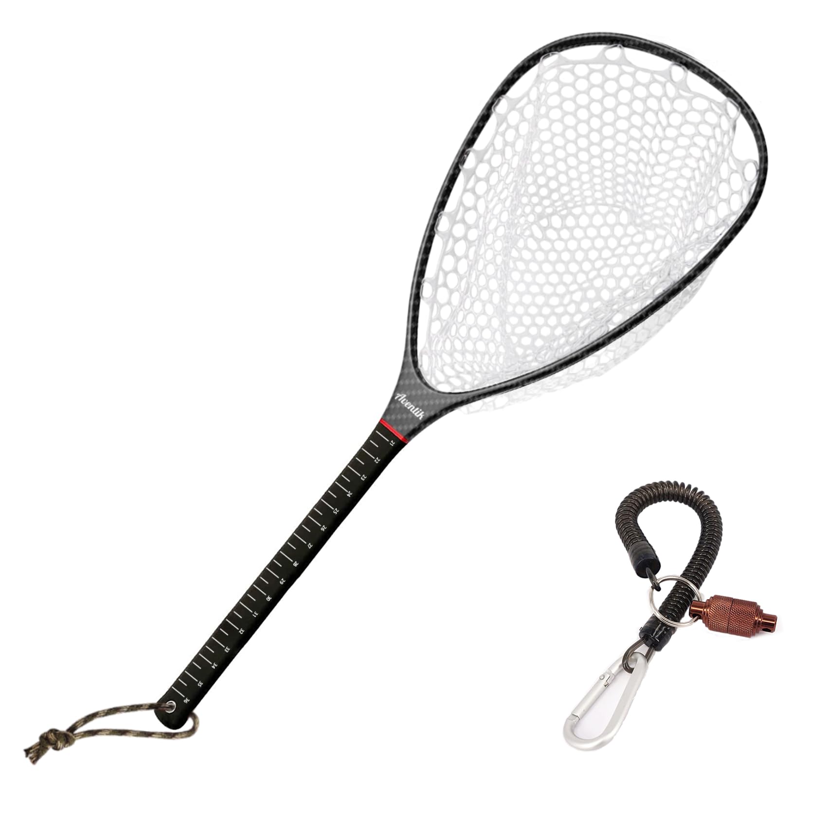 Aventik Fly Floating Fishing Net - Lightweight Carbon Fiber Landing Net with Clear Rubber Mesh for Trout, Catch & Release - Perfect for Fly Fishing, Streams, and Freshwater Angling