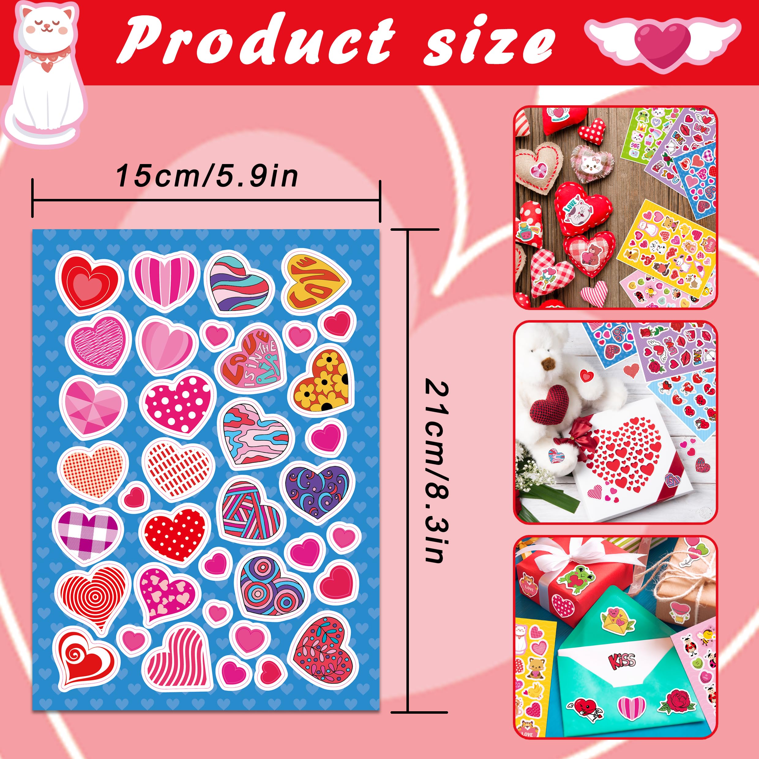 Valentine's Day Stickers for Kids - 36 Sheets Heart Love Stickers, Scrapbooking & Craft Supplies, Classroom Party Decorations, Teacher Rewards (1062PCS) - Perfect for DIY Cards, Gift Wrapping & School Projects