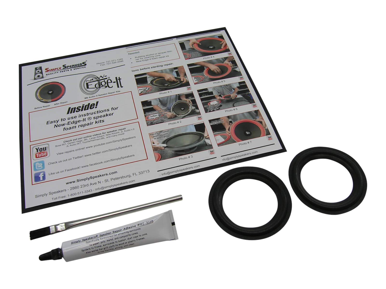 Simply Speakers 3 Inch Foam Speaker Repair Kit - Compatible with Polk Audio FSK-3 (Pair) - Perfect for Home Audio and Car Speaker Restoration