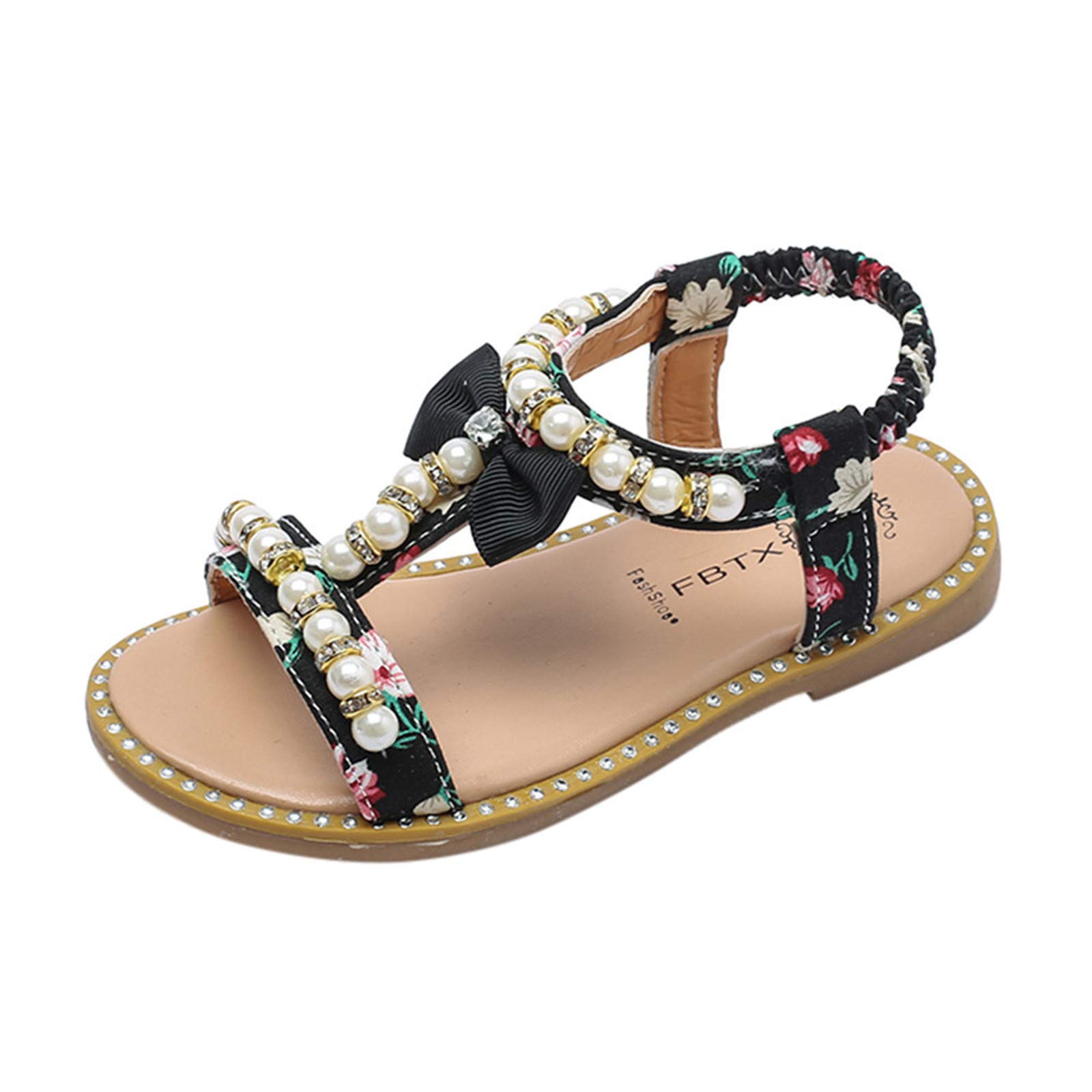 Toddler Baby Girl Sandals - Size Summer Pearl Crystal Sandals for Baptism & Water Play | Comfortable & Stylish Girls' Shoes for Beach, Pool, and Special Occasions