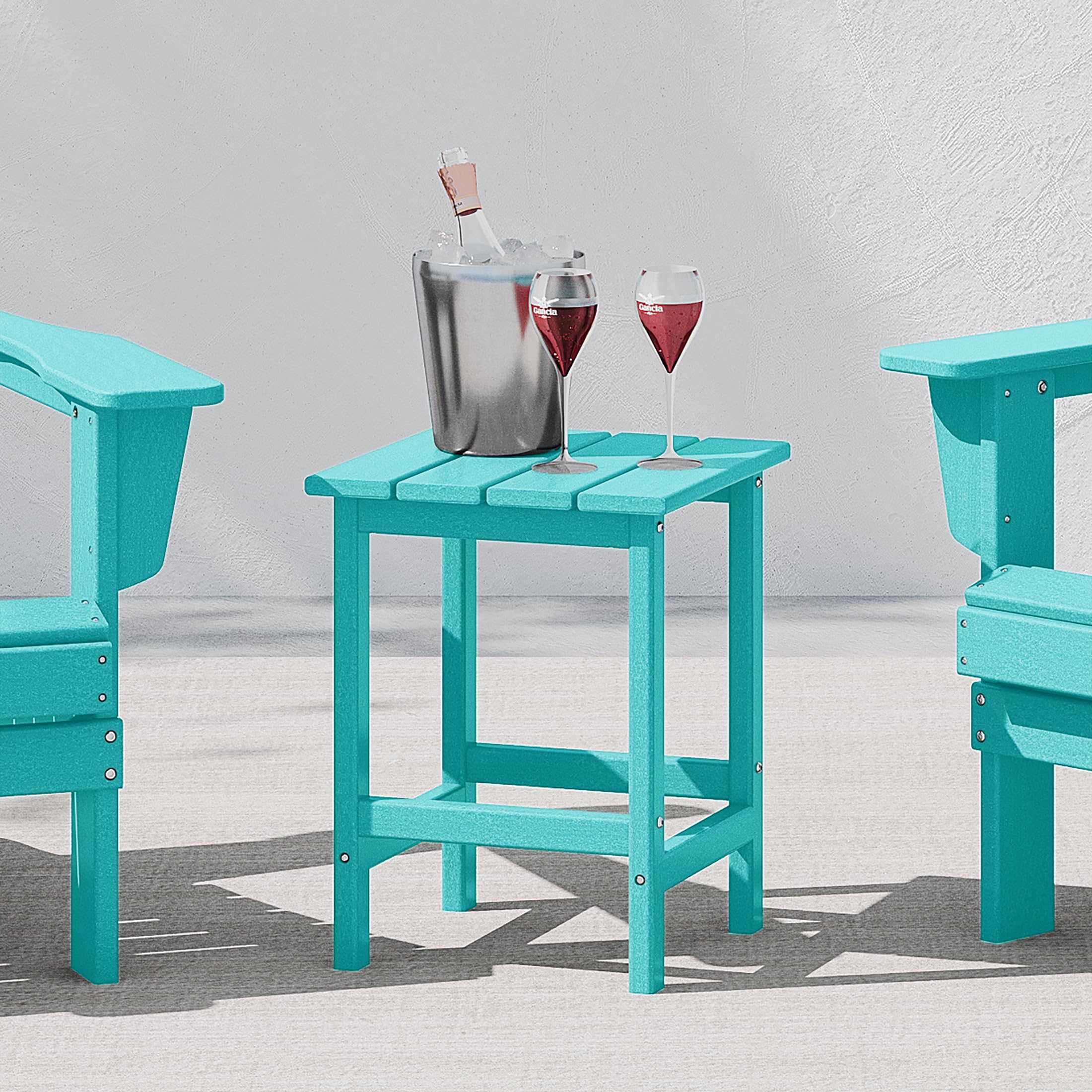 WestinTrends All-Weather Poly Lumber Adirondack Small Patio Square End Table - Turquoise Outdoor Furniture for Deck, Garden & Poolside Relaxation