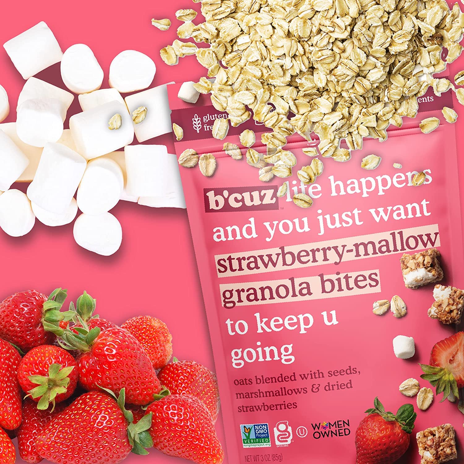 B'cuz Granola Bites - Gluten Free, Kosher, Vegan Snack Variety Pack (16 Pack, 1oz) - Healthy On-the-Go Breakfast, Lunchbox Treat & Dessert for Kids & Adults - Perfect for Travel, School & Office Snacking