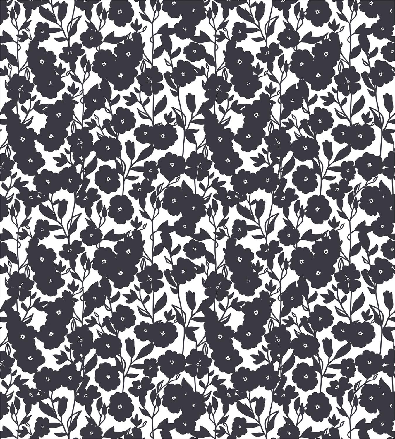 Ambesonne Floral Duvet Cover Set King Size - Dark Charcoal Gardening Flowers Leaves Swirls Modern Art Print - 3 Piece Bedding Set with 2 Pillow Shams in Navy Blue & White - Perfect for Master Bedroom, Guest Room Decor & Modern Farmhouse Style
