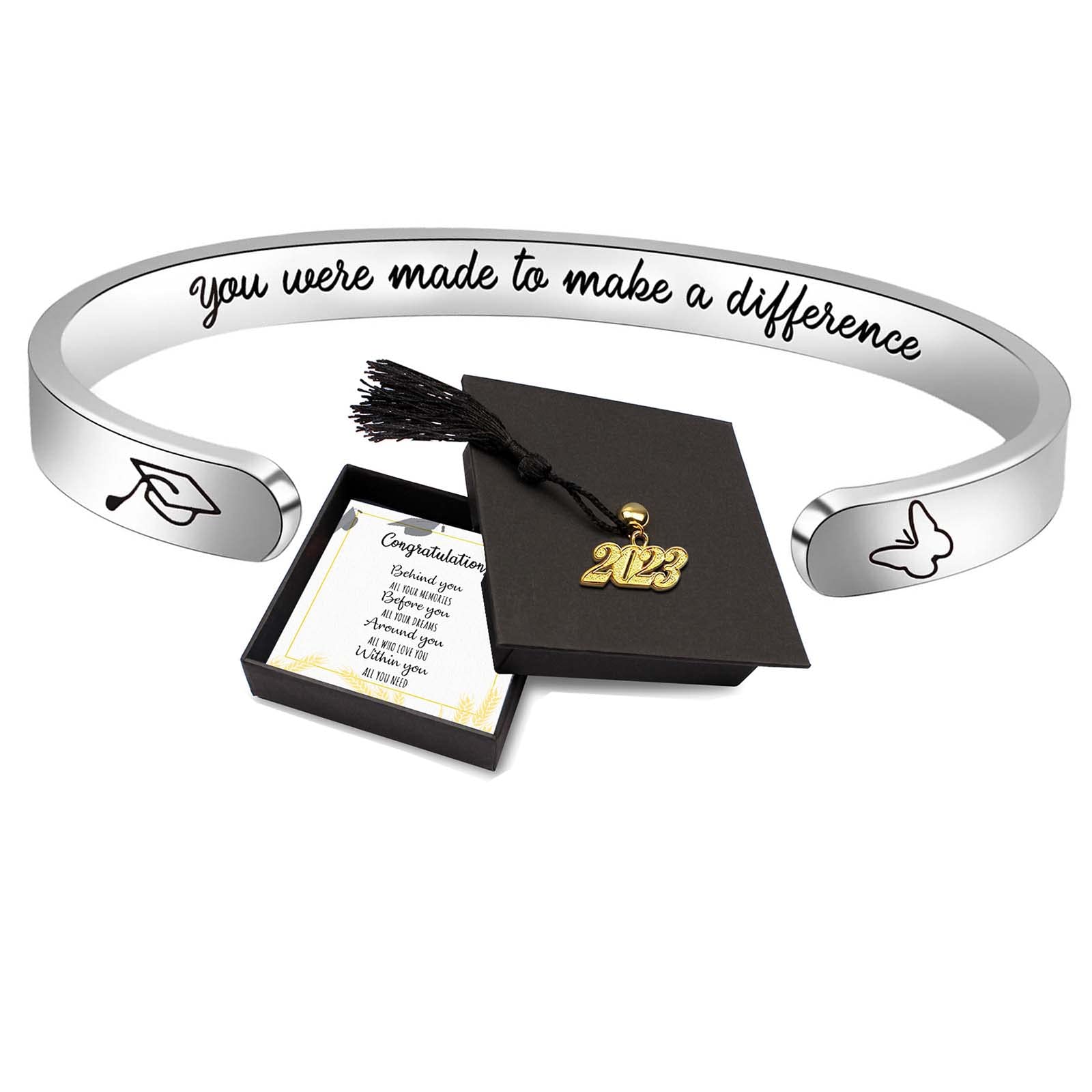 Btysun Inspirational Bracelets for Women - Motivational Mantra Jewelry, Graduation & Birthday Gifts for Her, Mother's Day Present from Daughter, Friendship Cuff Bangle with Personalized Message - Perfect for Daily Wear, Special Occasions & Gift Giving
