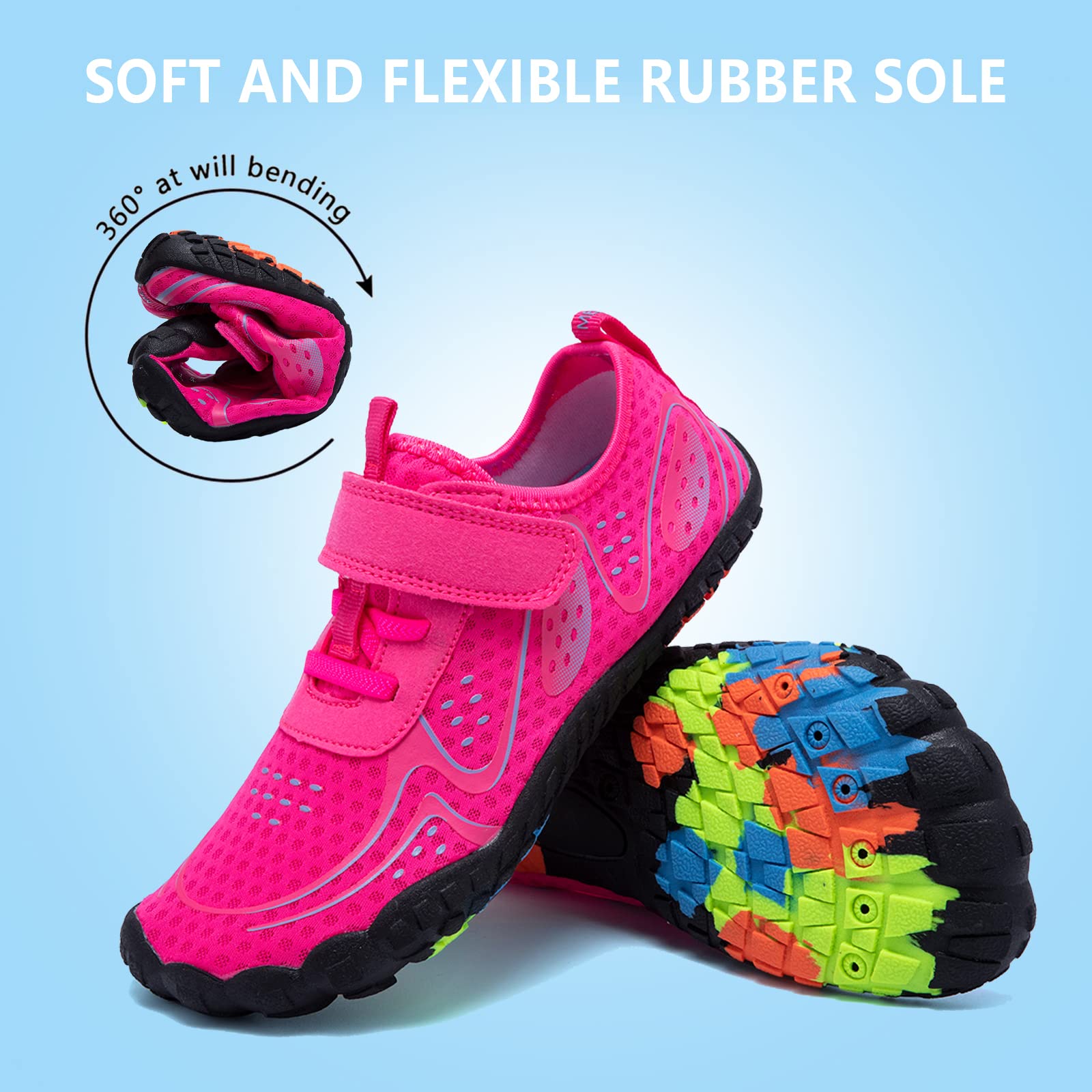 **Kids Water Shoes - Lightweight Comfortable Sole for Easy Walking, Athletic Slip-On Aqua Socks (Toddler/Little Kid/Big Kid) - Perfect for Beach, Pool, and Outdoor Activities**