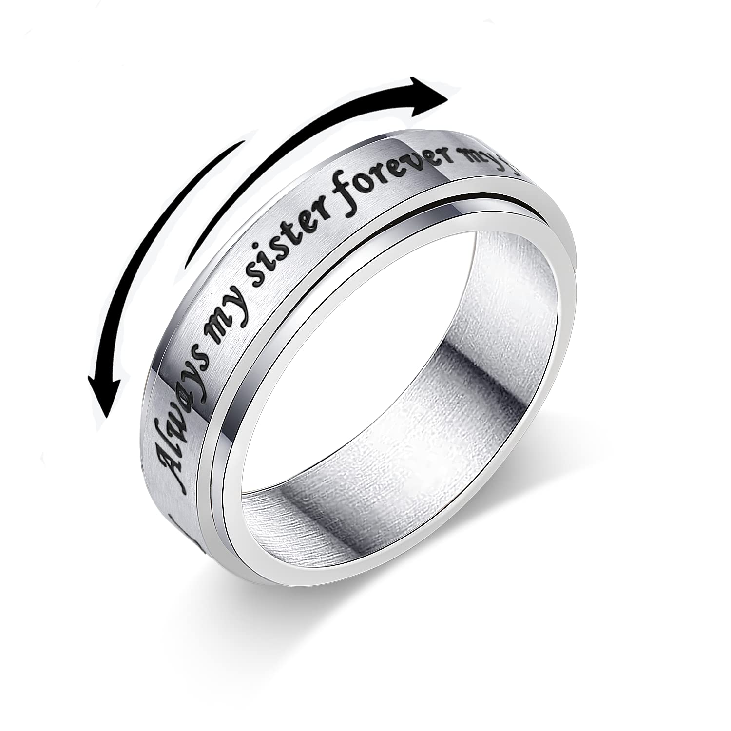 Stainless Steel Spinner Ring for Women & Men - Anxiety Relief Fidget Ring, Stress Relieving Jewelry, Inspirational 'I Am Enough' Promise Ring (Size 5-10) - Perfect for Office, Travel & Daily Stress Management