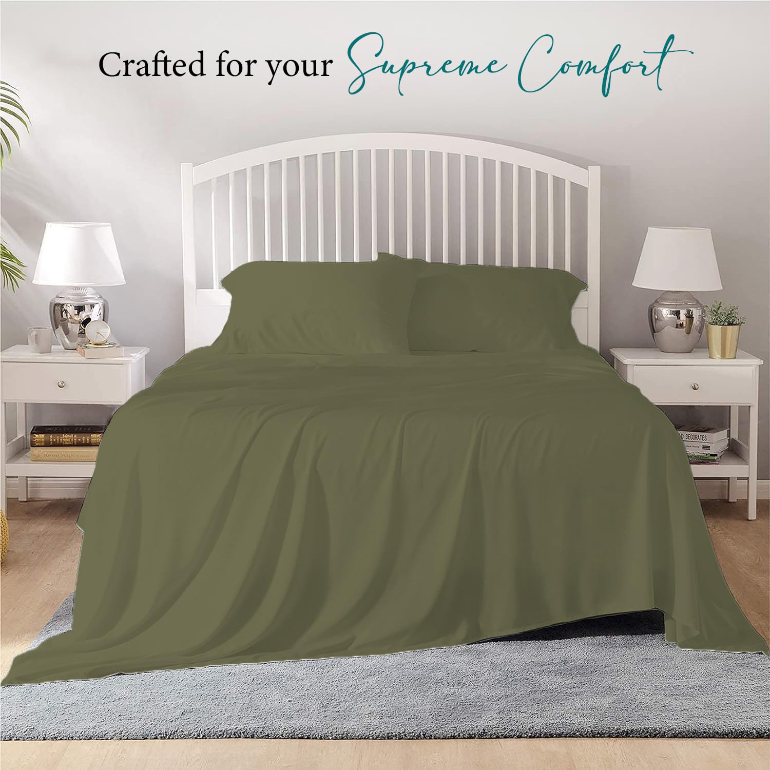 Bunny's Home Cooling King Sheets - Luxury 100% Egyptian Cotton 4-Piece Bedding Set | Ultra Soft King Size Sheets with 17