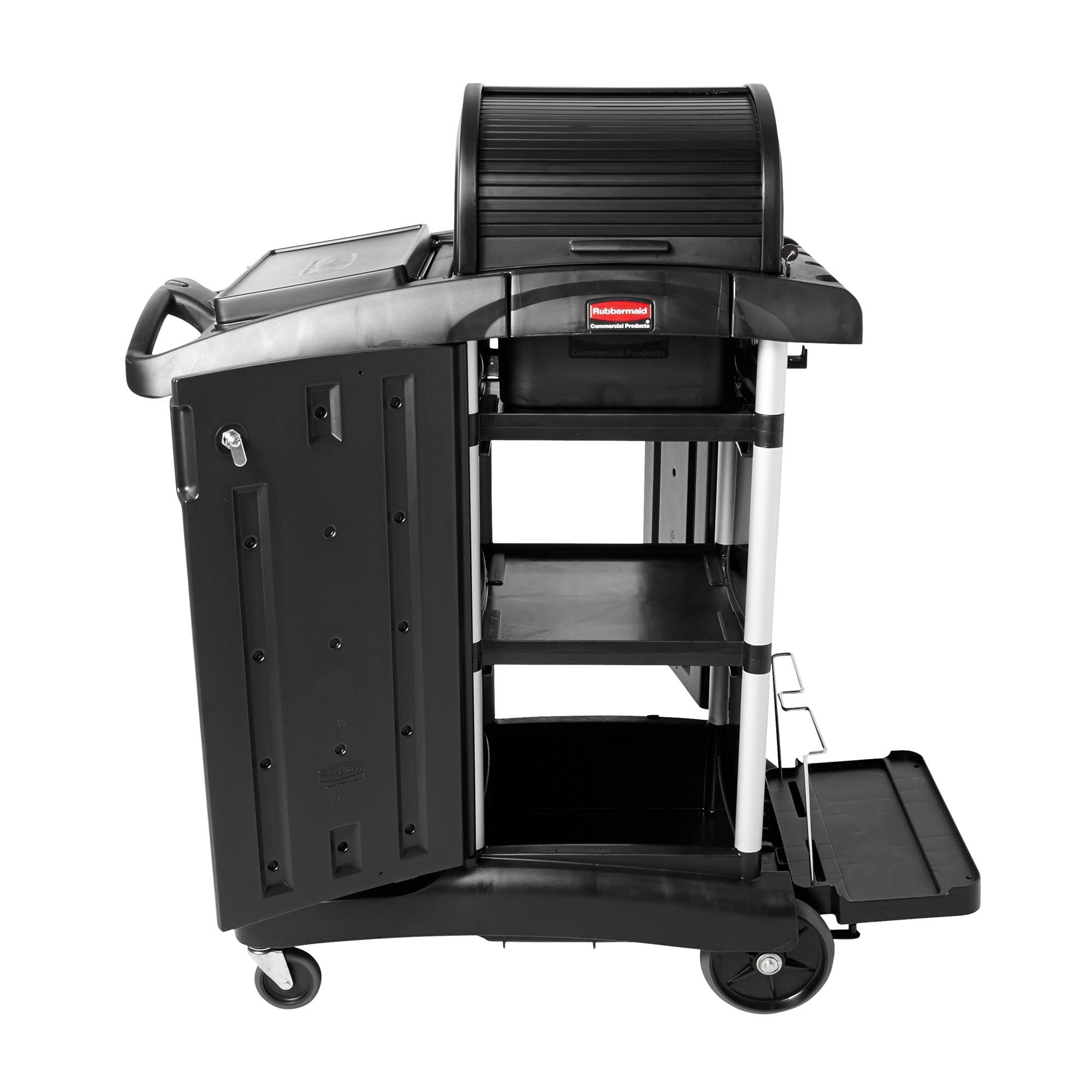 Rubbermaid Commercial Locking Security Hood for Utility Carts - Preassembled Black Cleaning Cart Accessory | Secure Storage for Janitorial Supplies & Cleaning Equipment